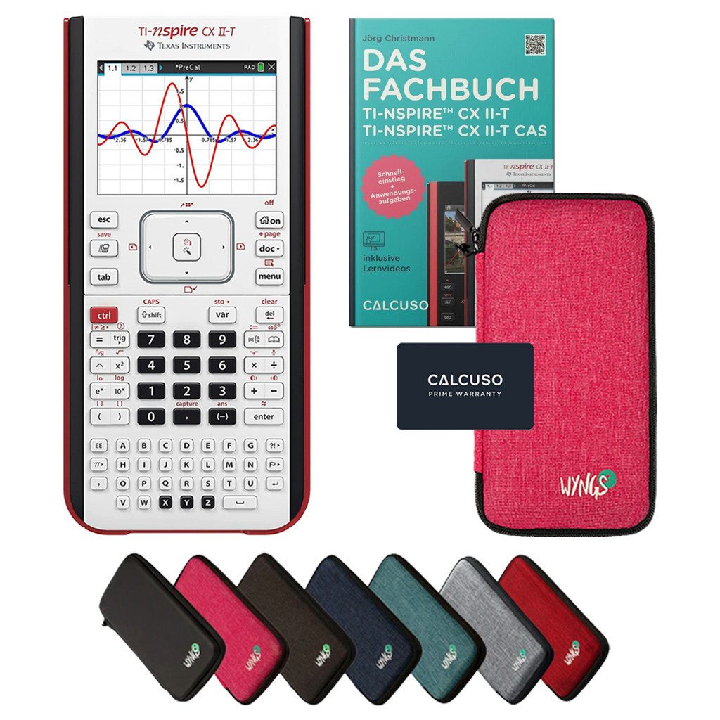 Texas Instruments Taschenrechner TI-Nspire CX II-T inkl. Schutztasche Pink & Fachbuch (160 S)
