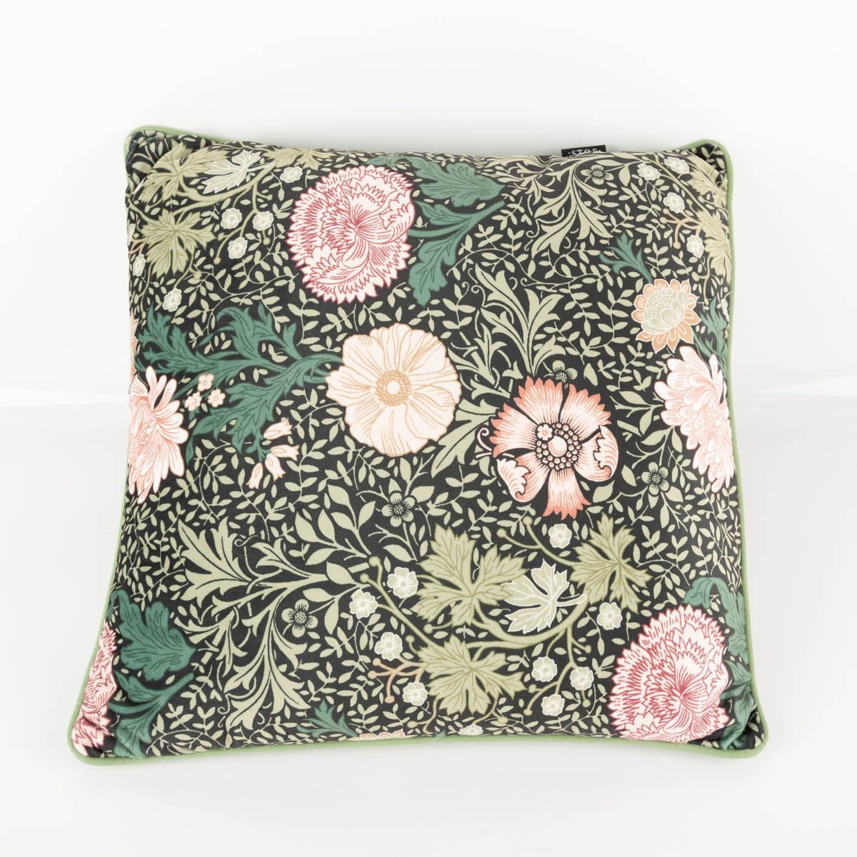 SCHÖNER LEBEN. Dekokissen Kissen Madeleine Samt Blumen grün rosa 45x45cm