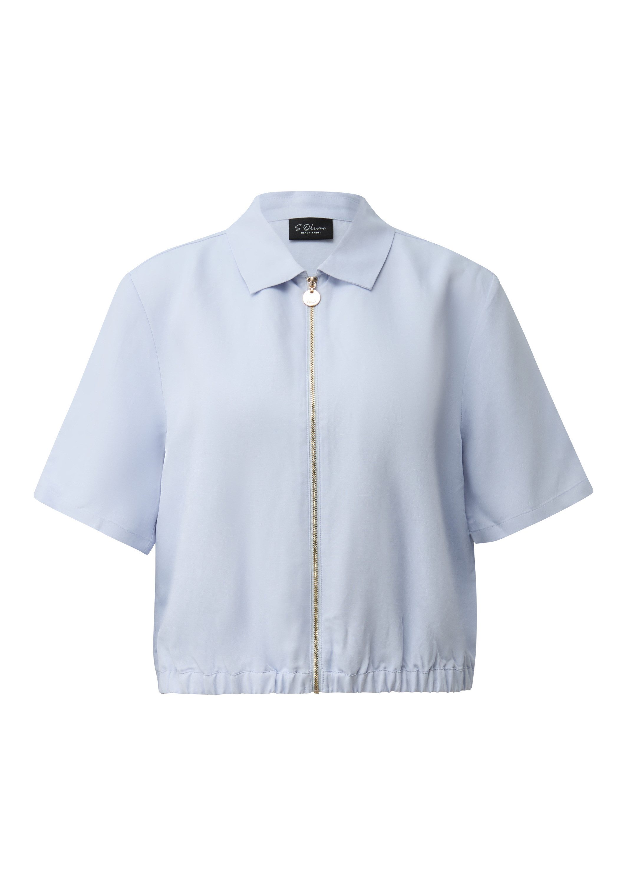 s.Oliver Funktionsjacke Bluse Verkürzte Leinenmix-Jacke mit kurzen Ärmeln