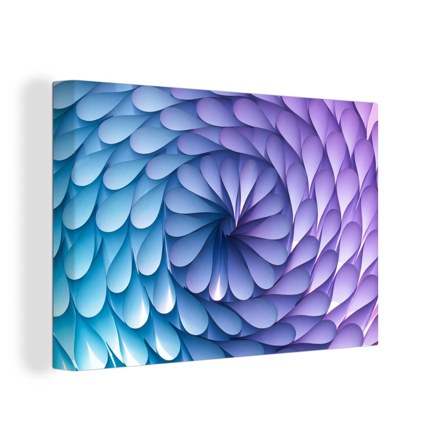 OneMillionCanvasses® Leinwandbild Violette Geometrie in Form einer Spirale, (1 St), Wandbild Leinwandbilder, Aufhängefertig, Wanddeko, 30x20 cm