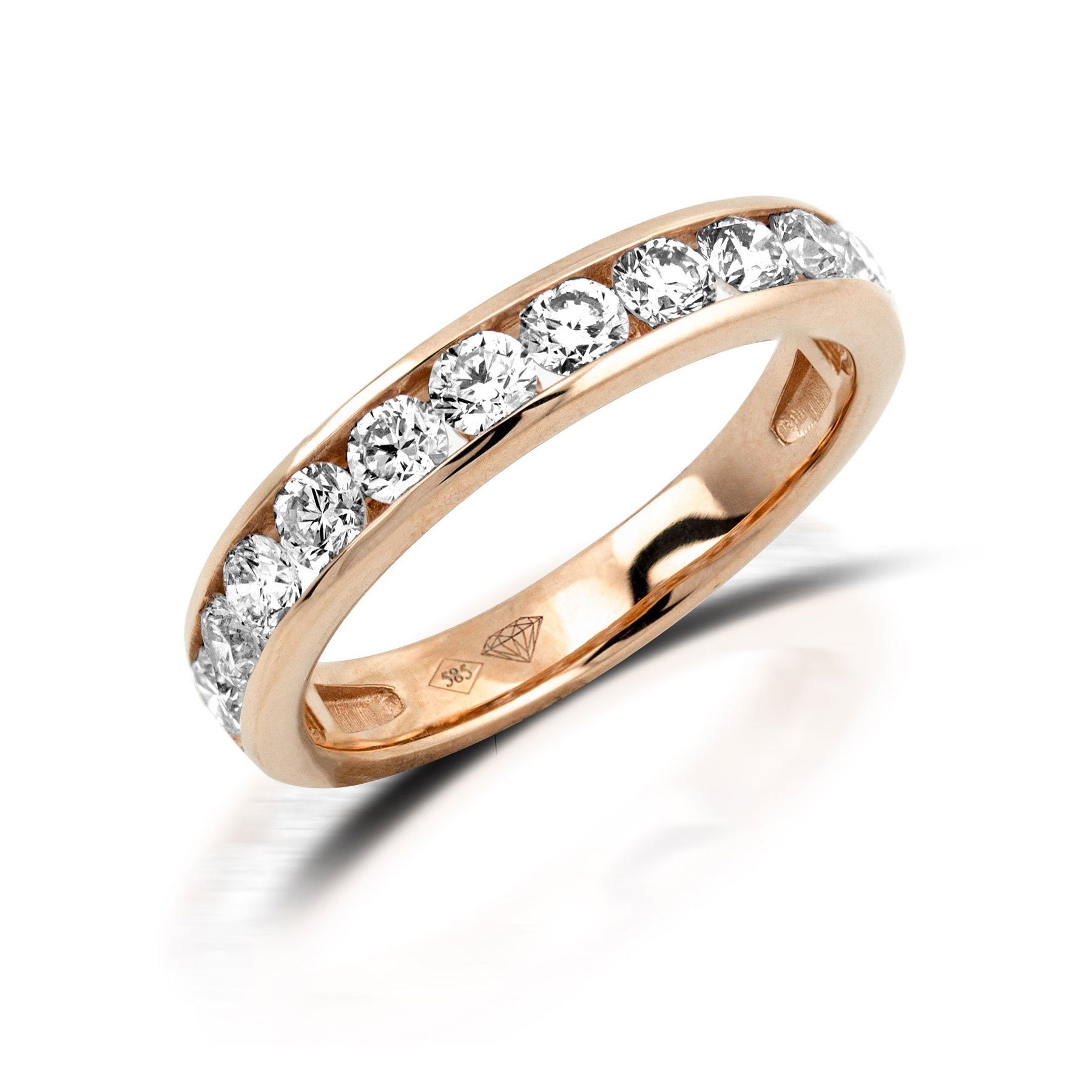 Damen Schmuck Stella-Jewellery Memoirering 585 Rotgold Memory Ring mit Diamanten 0,25 ct. (Memoryring), 20 x Diamanten zus. ca. 