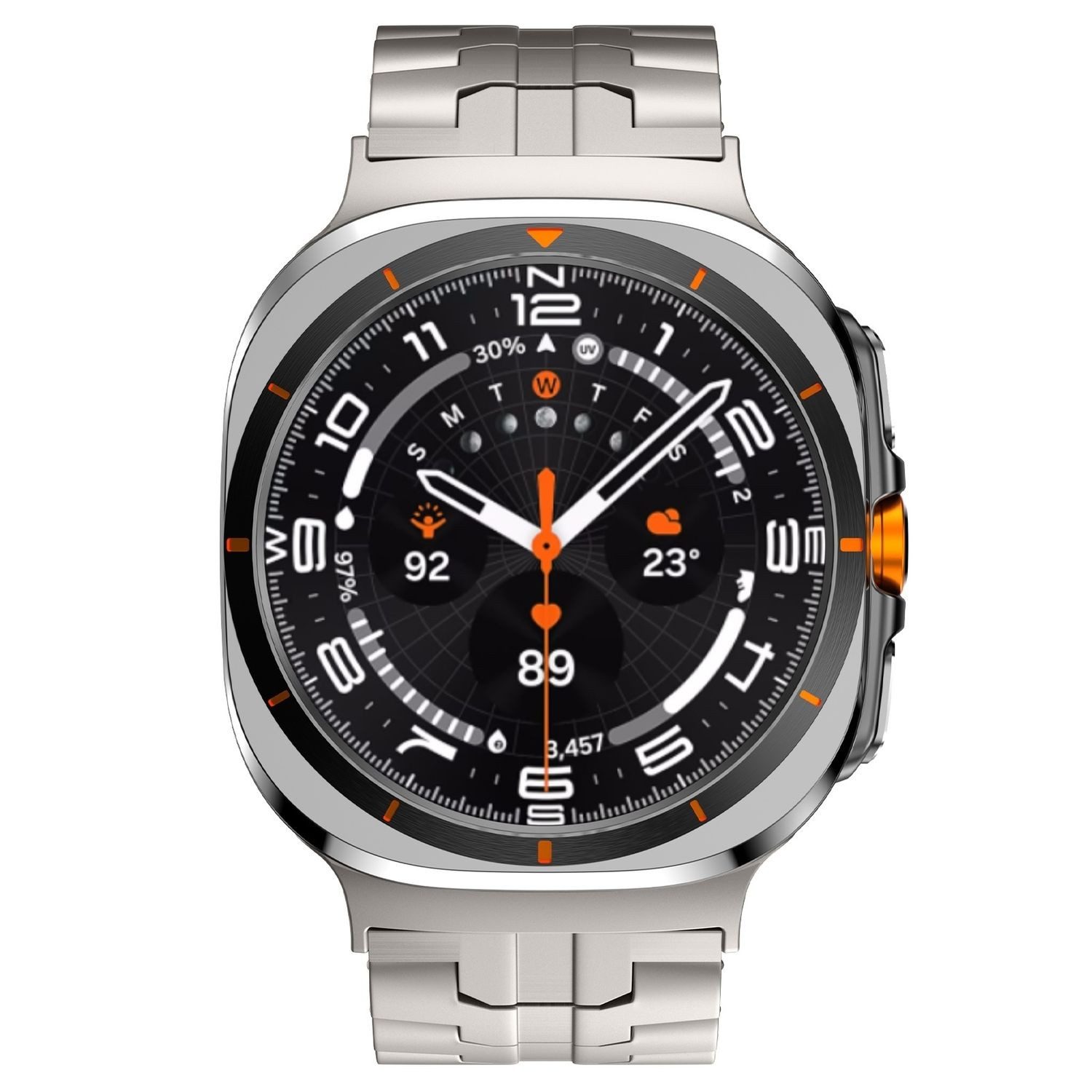 Wigento Smartwatch-Armband Für Samsung Galaxy Watch Ultra 47mm Three Bead Metall Armband Titan, Titanlegierung Armband, verstellbare Länge, schweiß- und wasserfest.