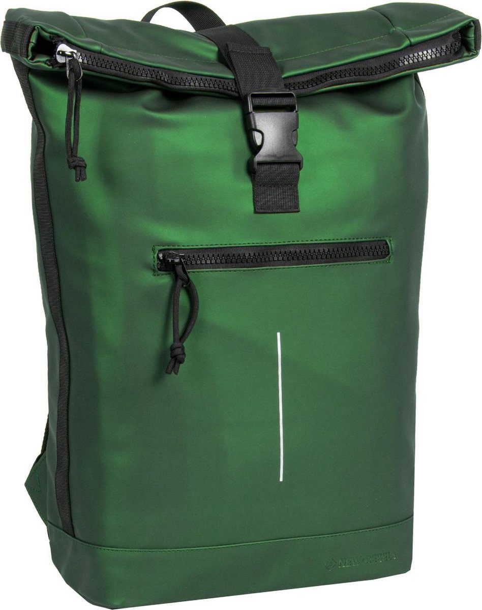 NEW REBELS Rucksack Mart New York Metallic Grün 21L Rolltop Wasserabweisend Laptop 15,6, mit Laptopfach
