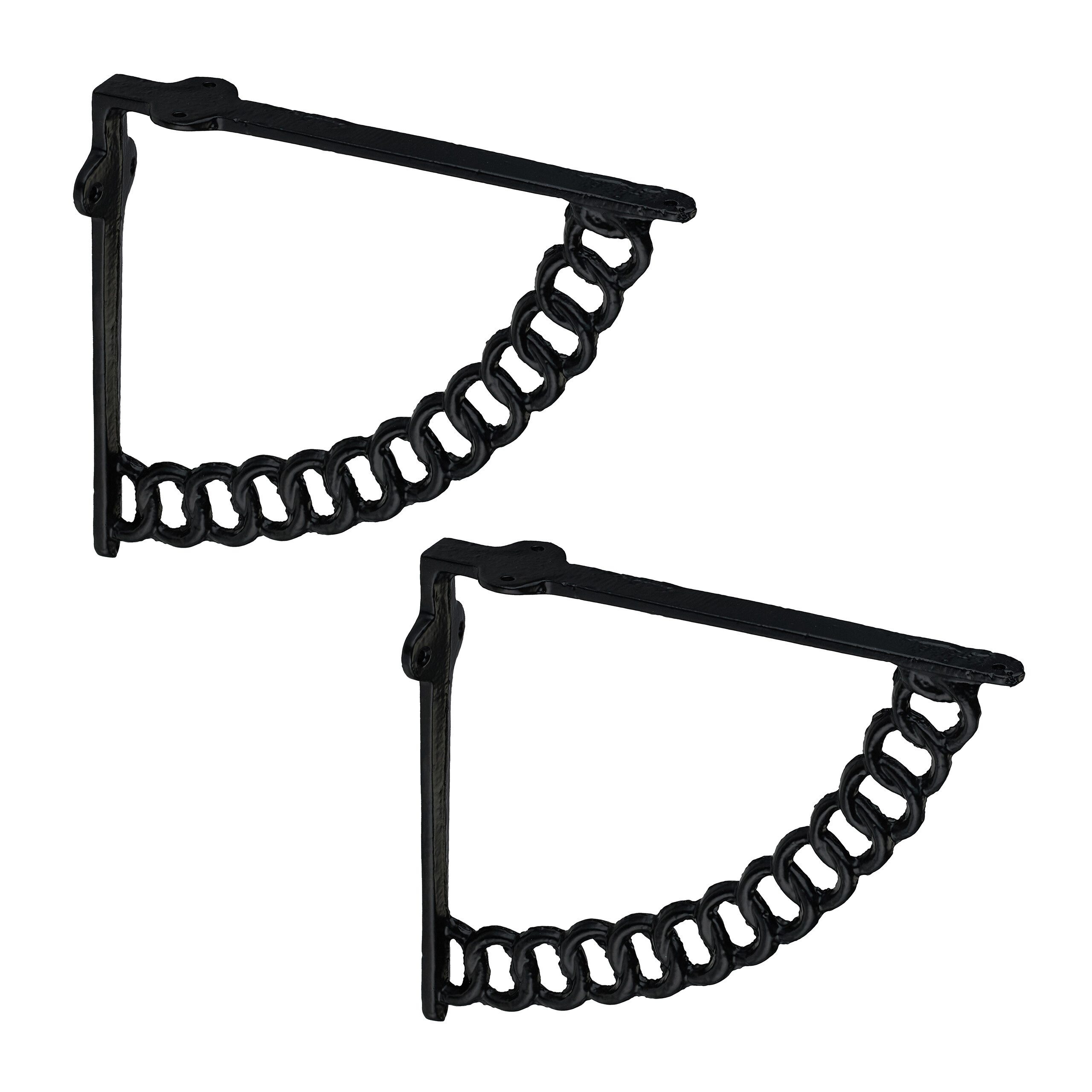 relaxdays Wandregalhalter Regalträger 2er Set Ketten-Design, schwarz