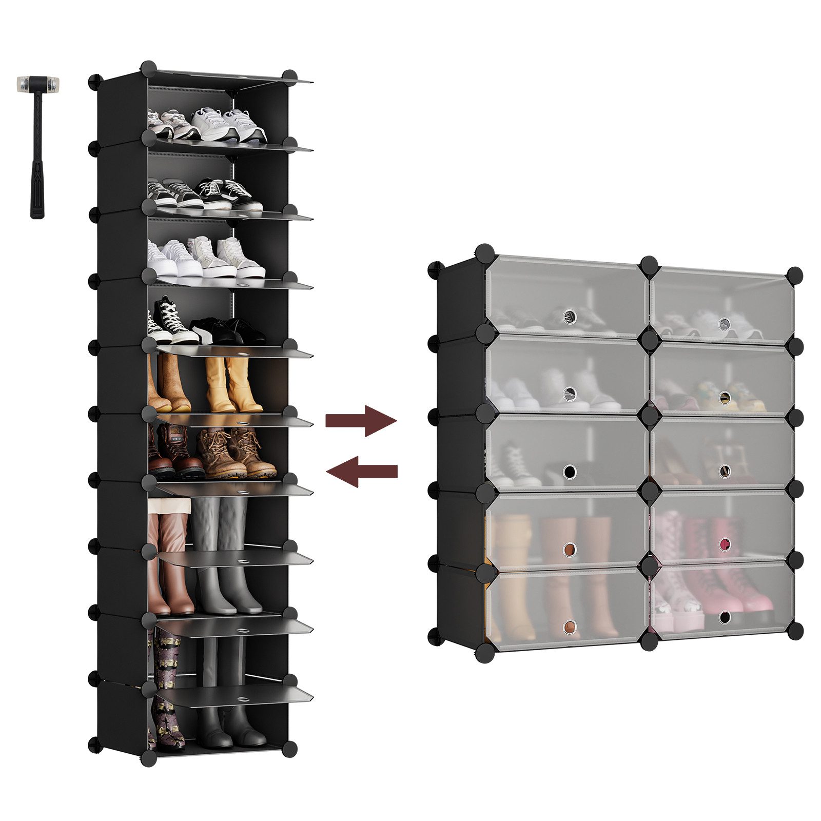 Sekey Schuhregal Platzsparendes Schuhregal mit Stecksystem – 10 Ebenen, Hoc günstig online kaufen