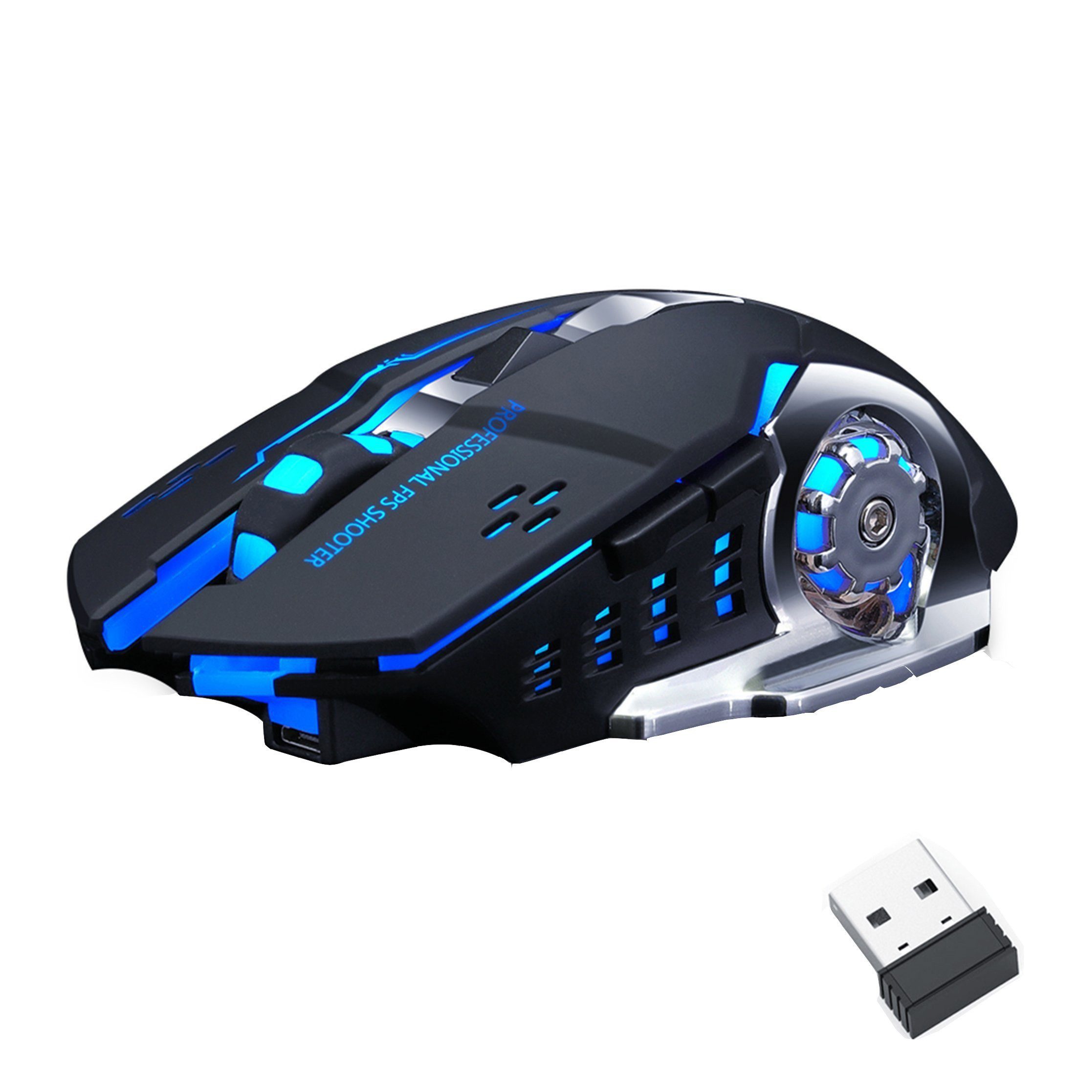 KINSI Bluetooth-Maus,Kabellose Maus,2.4GHz,Stumm,Wiederaufladbar Maus (USB, Bluetooth, 3 DPI-Stufen einstellbar,Geräuschloser)