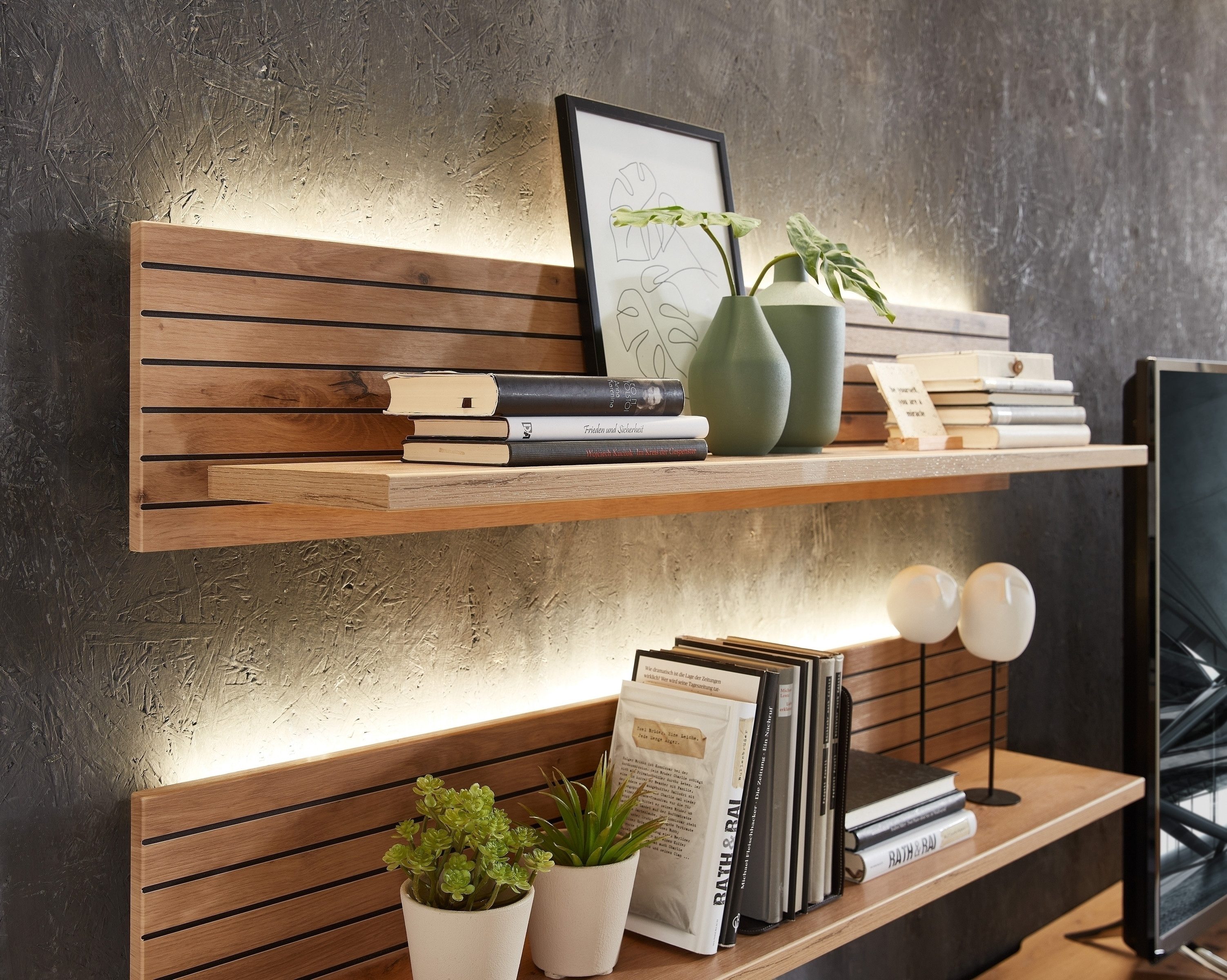 Innostyle Wohnwand (3-teilig) in schilf matt / Artisan Dekor - 240x77x44 (BxHxT), (3-teilig)