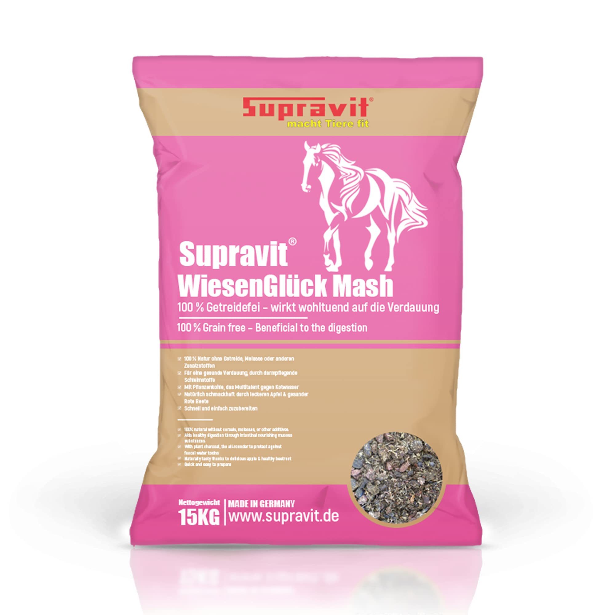 Supravit WIESENGLÜCK getreidefreies Mash 15kg - 100% melassefreies Pferdefutter MASH, Ergänzungsfutter für: Pferd
