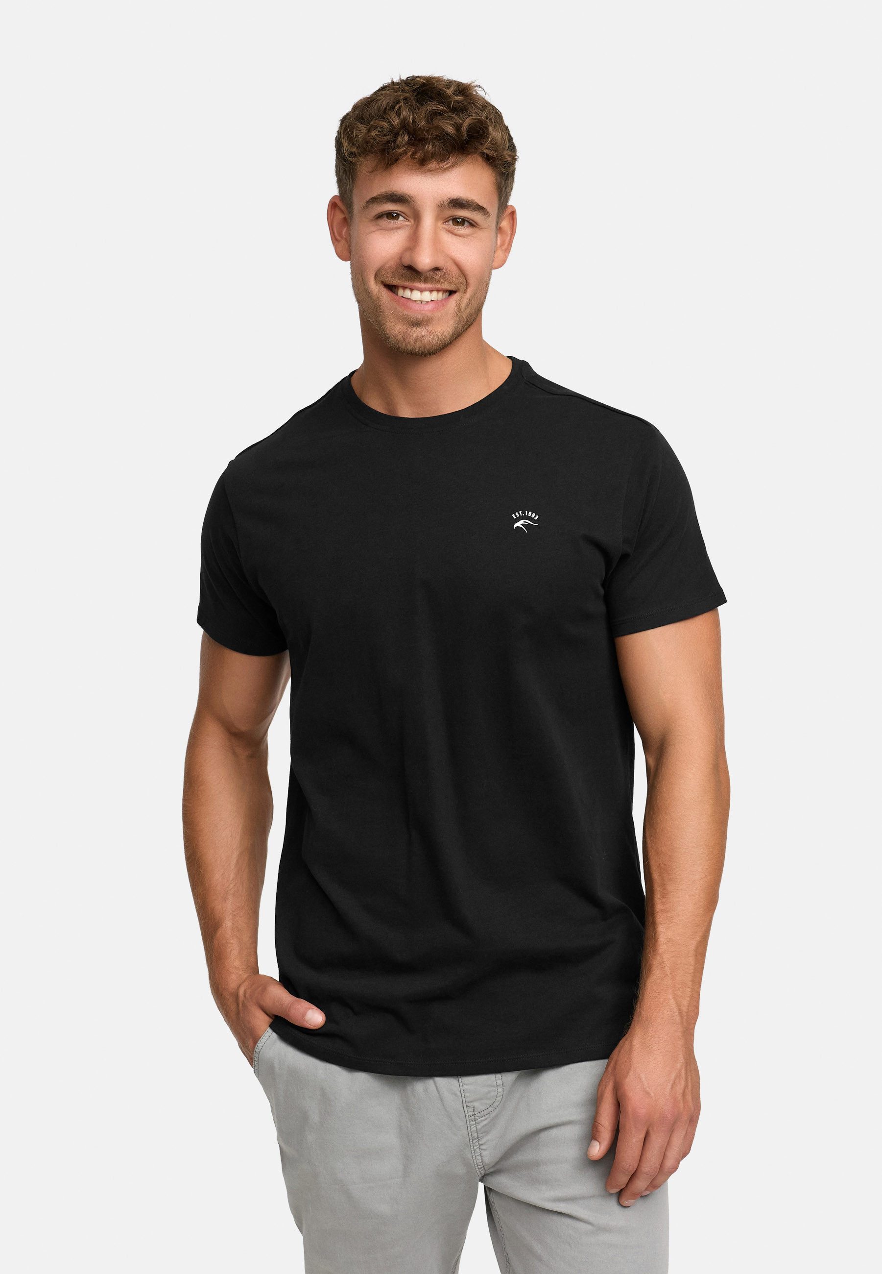 Indicode T-Shirt Kloge mit dezentem Label-Detail günstig online kaufen