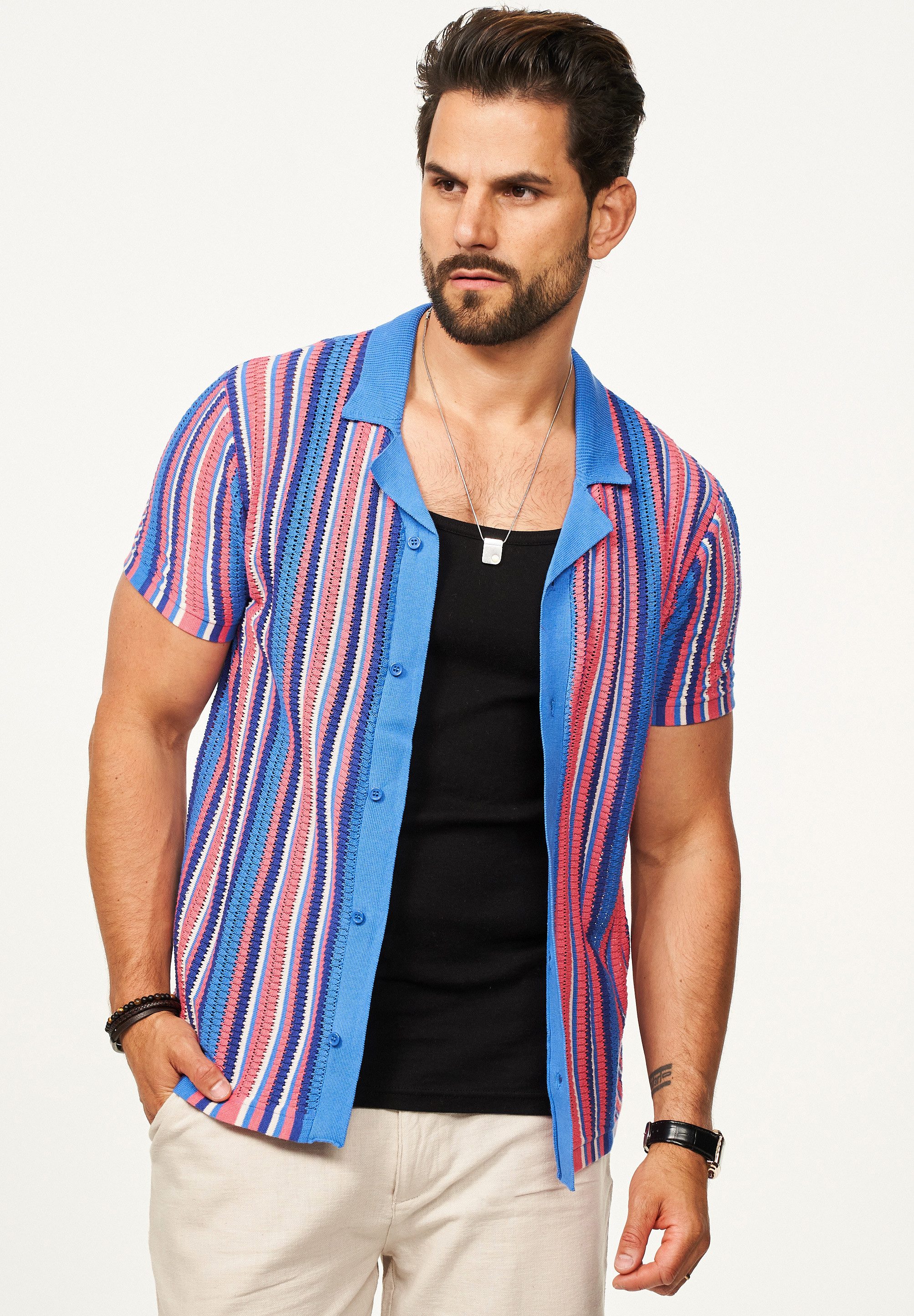 SOULSTAR Poloshirt im Cardigan Vintage Summer-Look für Herren Kurzarm Stric günstig online kaufen