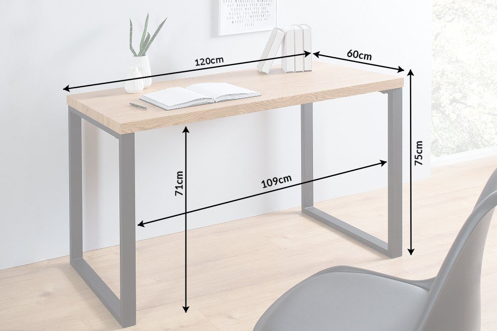 riess-ambiente Schreibtisch OAK DESK Home Office Metall natur · / 120cm Industrial · · Arbeitszimmer · Holzwerkstoff schwarz