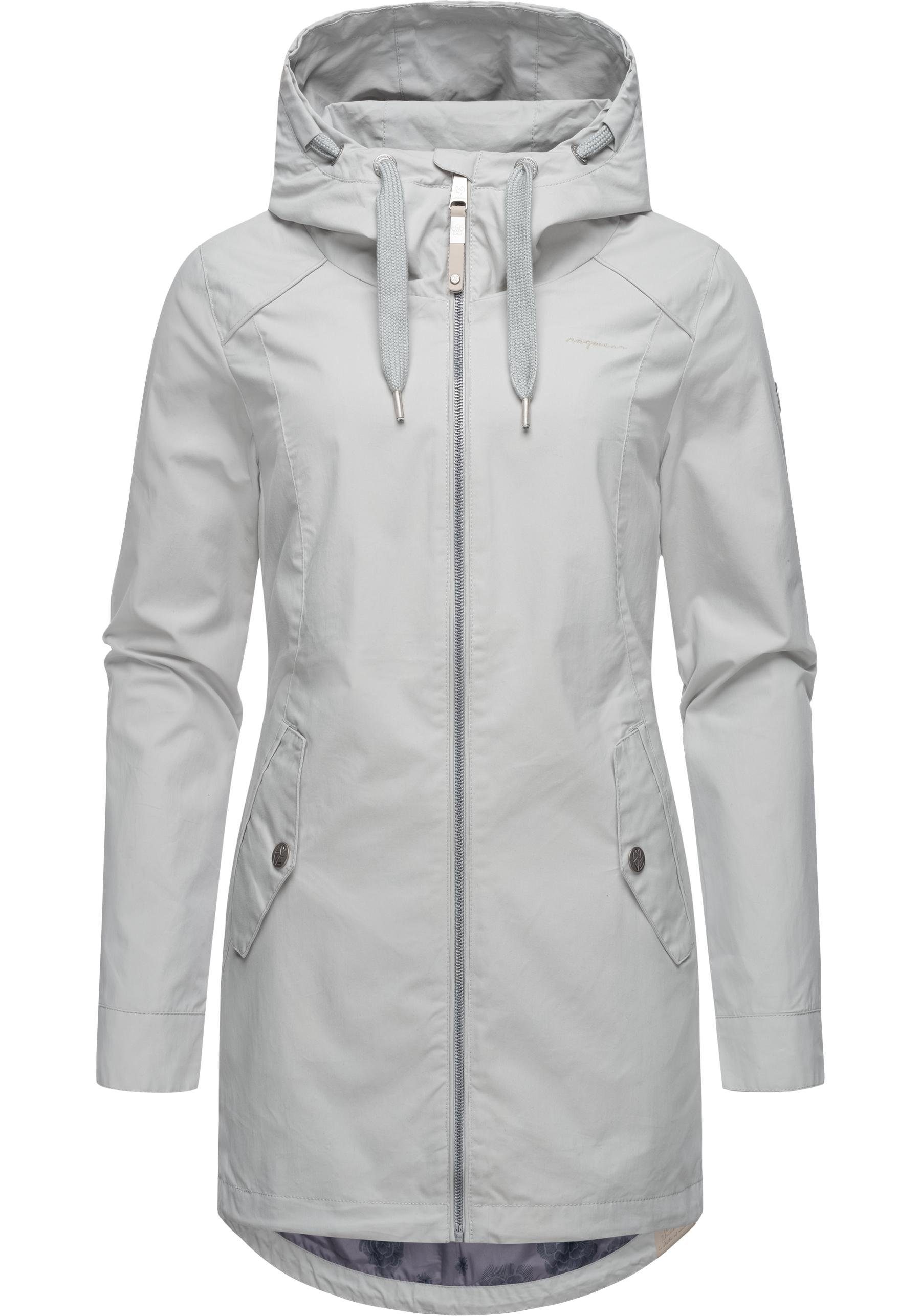 Damen Outdoorjacke tollen Details mit schicker hellgrau Ragwear Übergangsparka Mondda