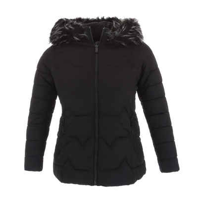 Ital-Design Steppjacke Damen Freizeit Kapuze (abnehmbar) Gefüttert Winterjacke in Schwarz