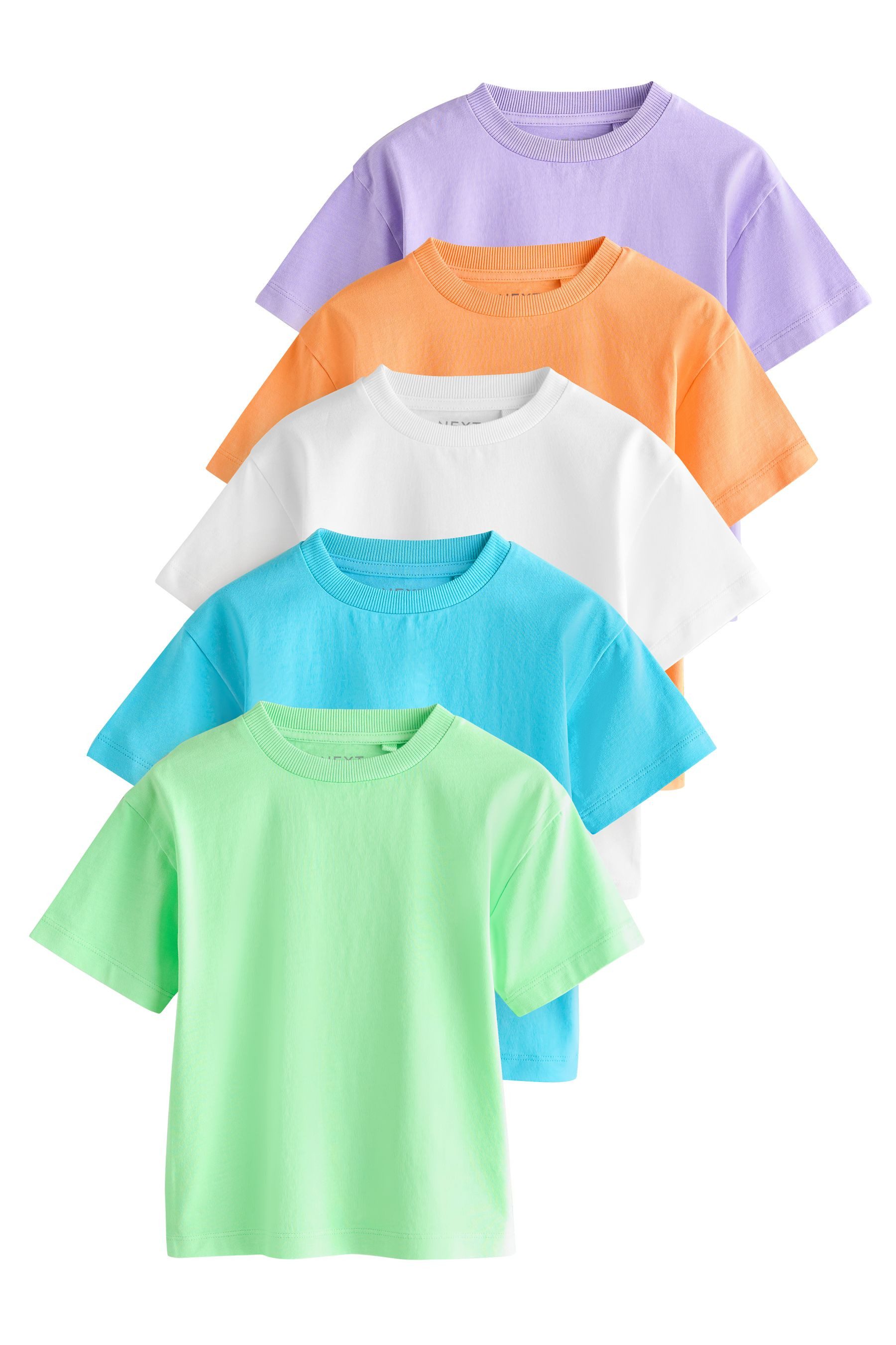 T-Shirt Kurzärmelige schlichte T-Shirts im 5er-Pack