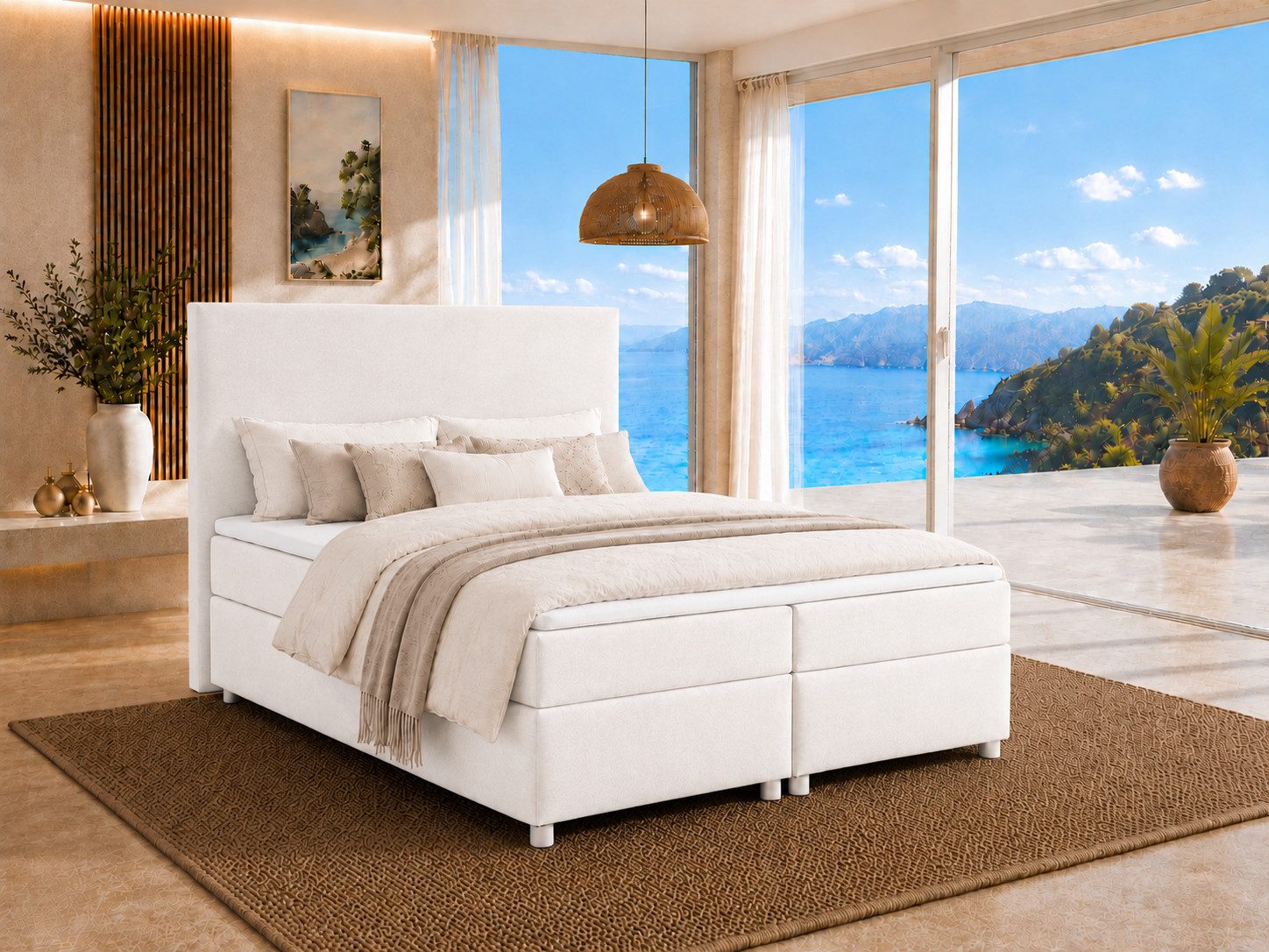 Best for Home Boxspringbett Amelia Polsterbett mit 7-Zonen-Taschenfederkernmatratze und Topper (Komplettset (Boxspringbett inkl. Matratze & Topper), 4-St., 140x200 160x200 180x200 200x200 cm), Handwerksqualität,TOP- Preis-Leistungs-Verhältnis