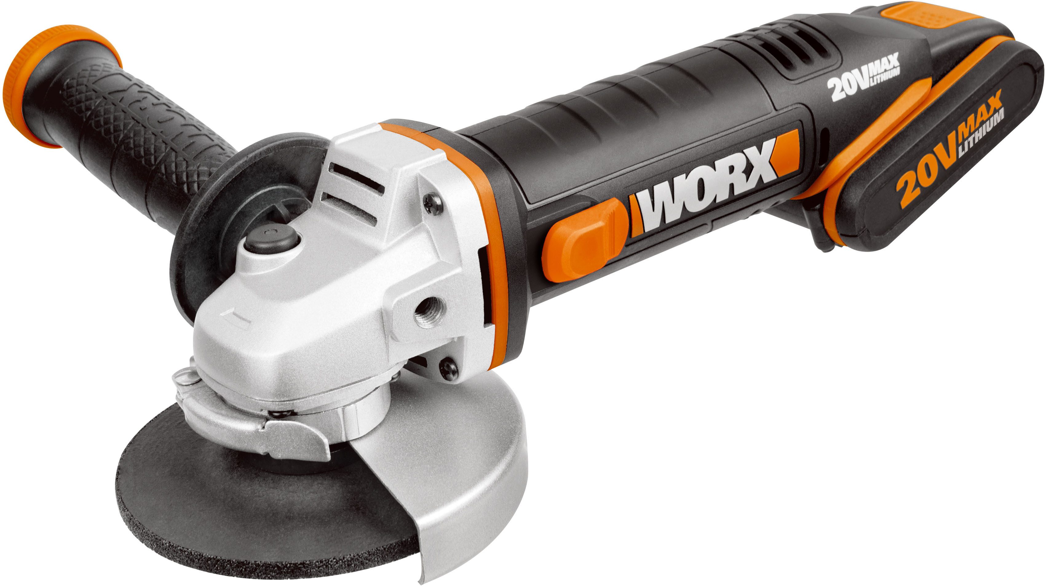 Worx Akku-Winkelschleifer WX800, ergonomisches Design, inkl. 2 Akkus & Ladegerät