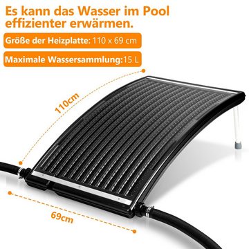 Clanmacy Pool-Wärmepumpe Solarkollektor Solarheizung Swimming Pools 10.000 l Sonnenkollektor, 110 x 69 x 14 cm, Wasserinhalt Kollektor 15 l