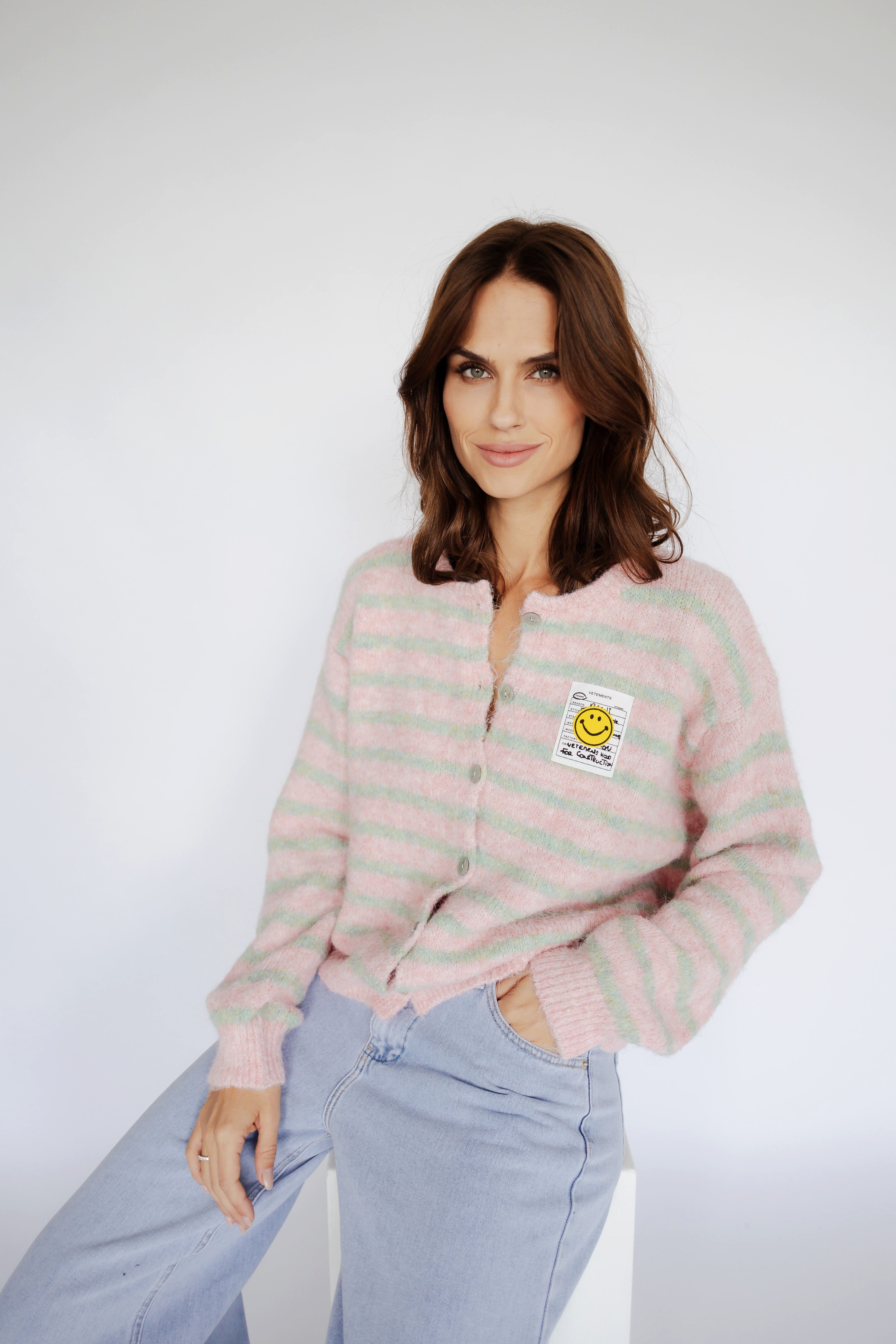 von Herzen Hemdbluse GESTREIFTER CARDIGAN "SMILEY" günstig online kaufen