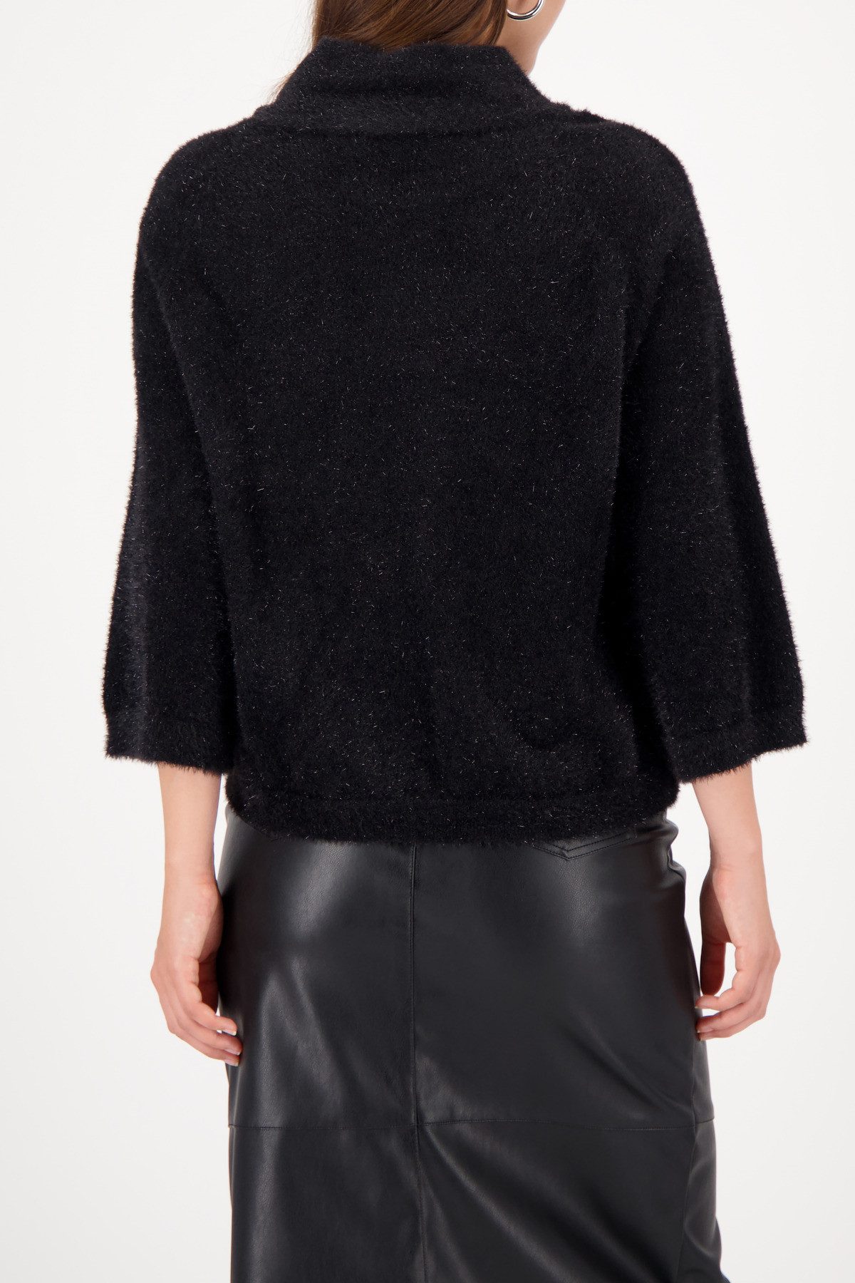 Monari Stehkragenpullover mit Glitzerfäden