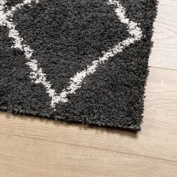 Teppich Teppich Shaggy Hochflor Modern Schwarz und Creme 80x200 cm, vidaXL, Rechteckig