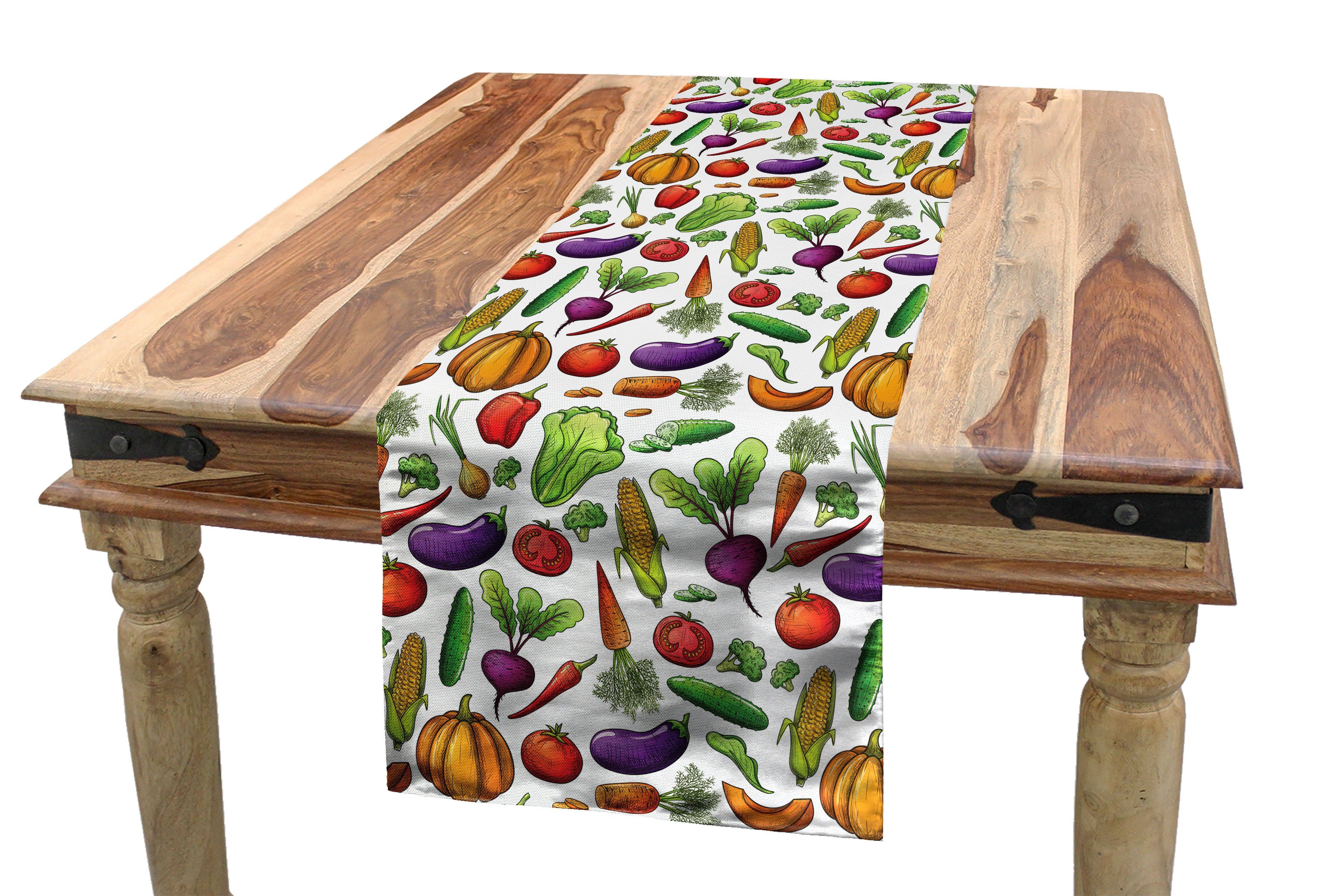 Abakuhaus Tischläufer Esszimmer Küche Rechteckiger Dekorativer Tischläufer, Gemüse Autumn Harvest Theme