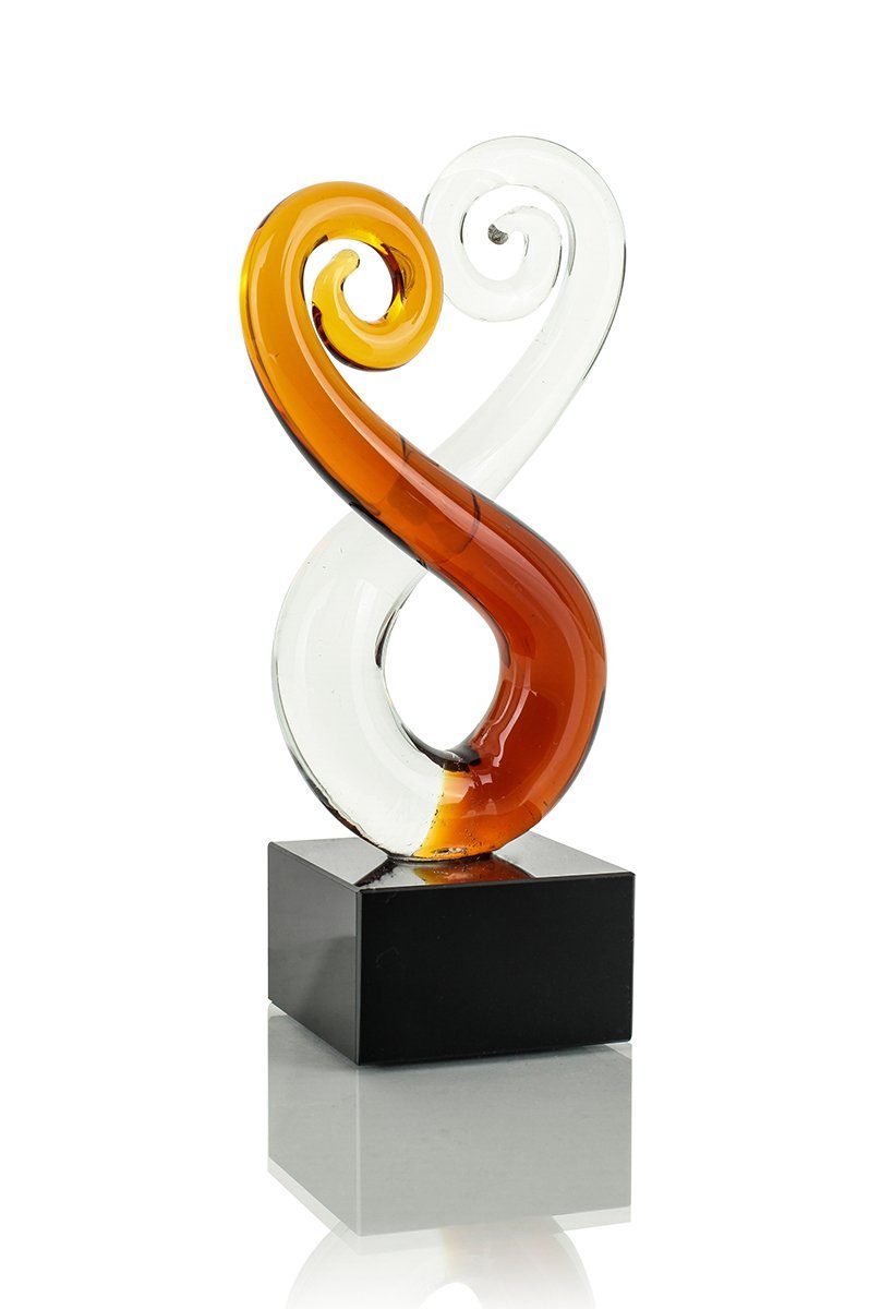 Levandeo® Skulptur, Designer Skulptur aus Glas Design Glasskulptur Unikat gold Variante 4