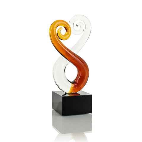 Levandeo® Skulptur, Designer Skulptur aus Glas Design Glasskulptur Unikat gold