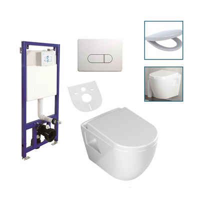 Aloni Tiefspül-WC »AL5509Komplett«, wandhängend, Abgang waagerecht, Aloni Wand / Hänge WC Toilette Softclose-Deckel Vorwandelement