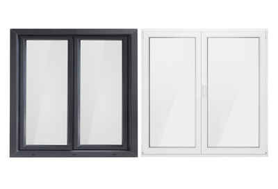 SN DECO GROUP Kunststofffenster Fenster, 2 Flügel, 1200x1200, außen anthrazit/innen weiß, 70 mm Profil, (Set), RC2 Sicherheitsbeschlag, Hochwertiges 5-Kammer-Profil