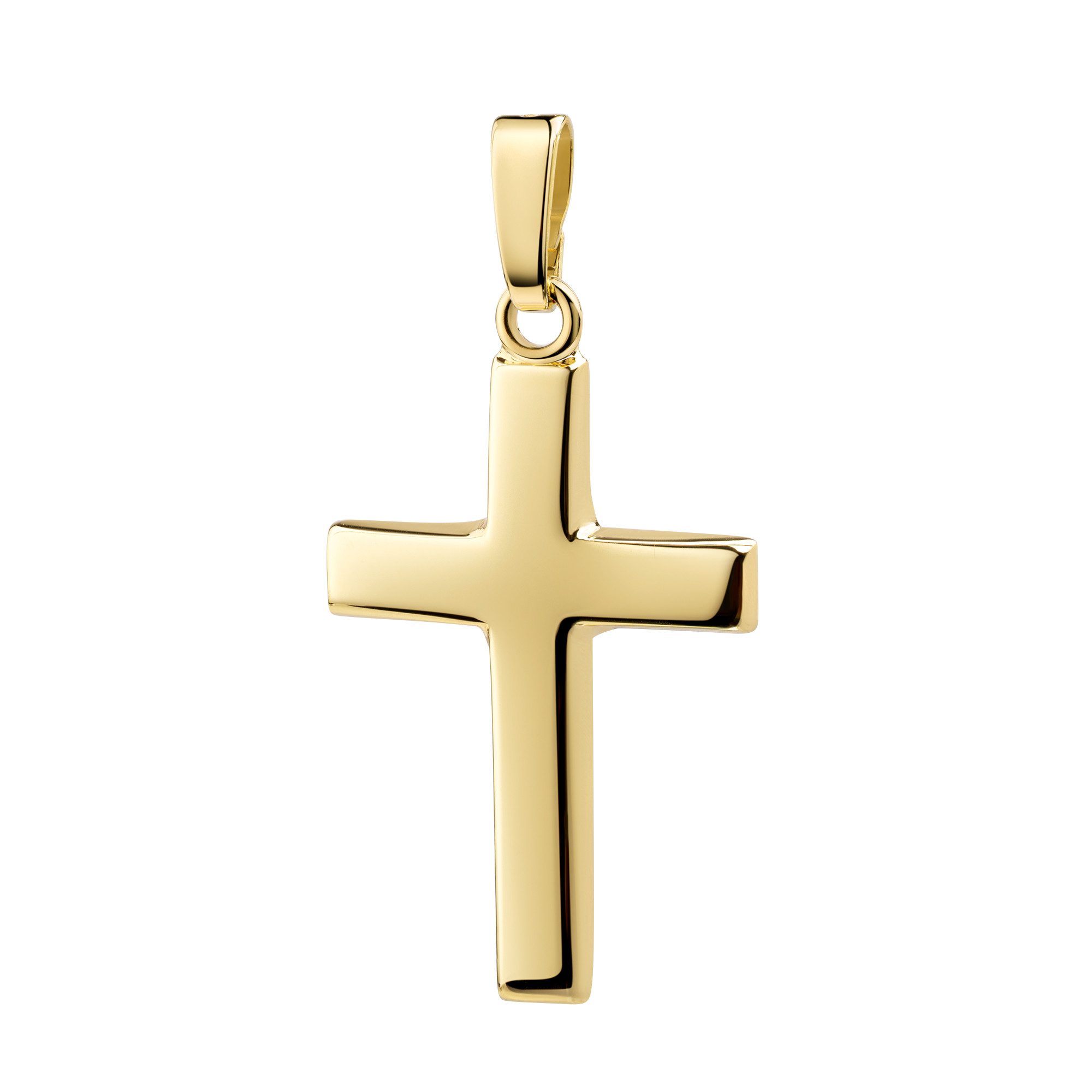 JEVELION Kreuzkette massiver Kreuzanhänger 333 Gold 8 Karat - Made in Germany (Goldkreuz, für Damen und Mädchen), Mit Kette vergoldet- Länge wählbar 36 - 70 cm oder ohne Kette.