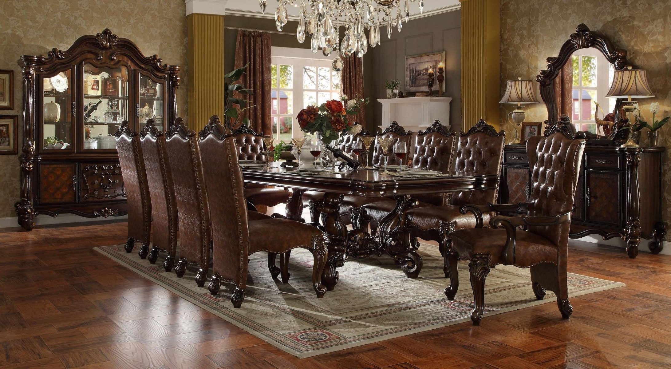 Xlmoebel Esszimmer-Set Komplett Garnitur Tisch Anrichte 10 Stühle Vitrine Barock 14 tlg., (14-St), Made in Europa