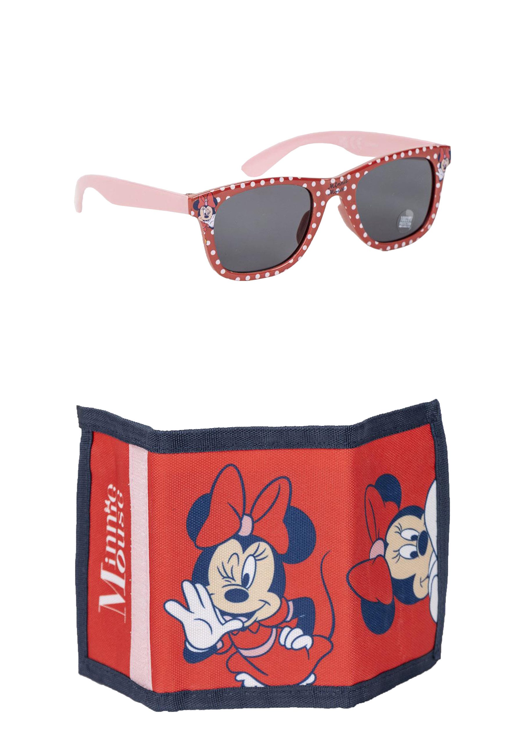 Disney Minnie Mouse Bügelbörse Mädchen Kinder Set Sonnenbrille Portemonnaie