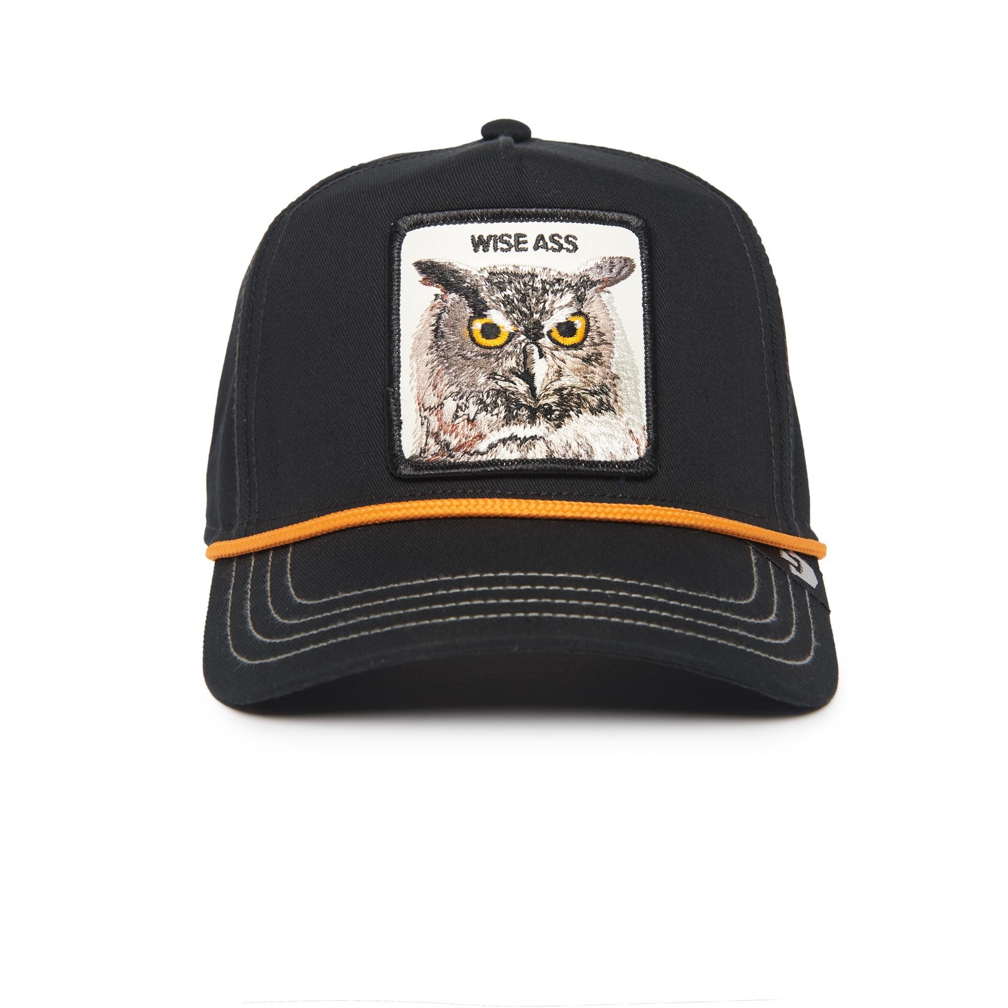 GOORIN Bros. Trucker Cap Goorin Bros. Wise Owl 100 ALL OVER CANVAS Snapback Cap - Black (Basecap, Basecap, Full Trucker, Trucker Kappe) Kordel zwischen Schirm und Krone