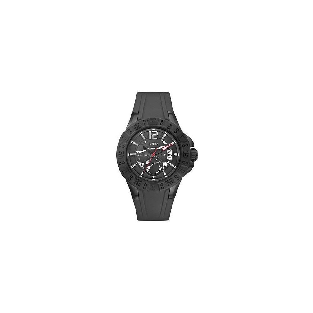 Quarzuhr Armbanduhr Edelstahl Kunststoffband Schwarz Datum Analog W0034G3