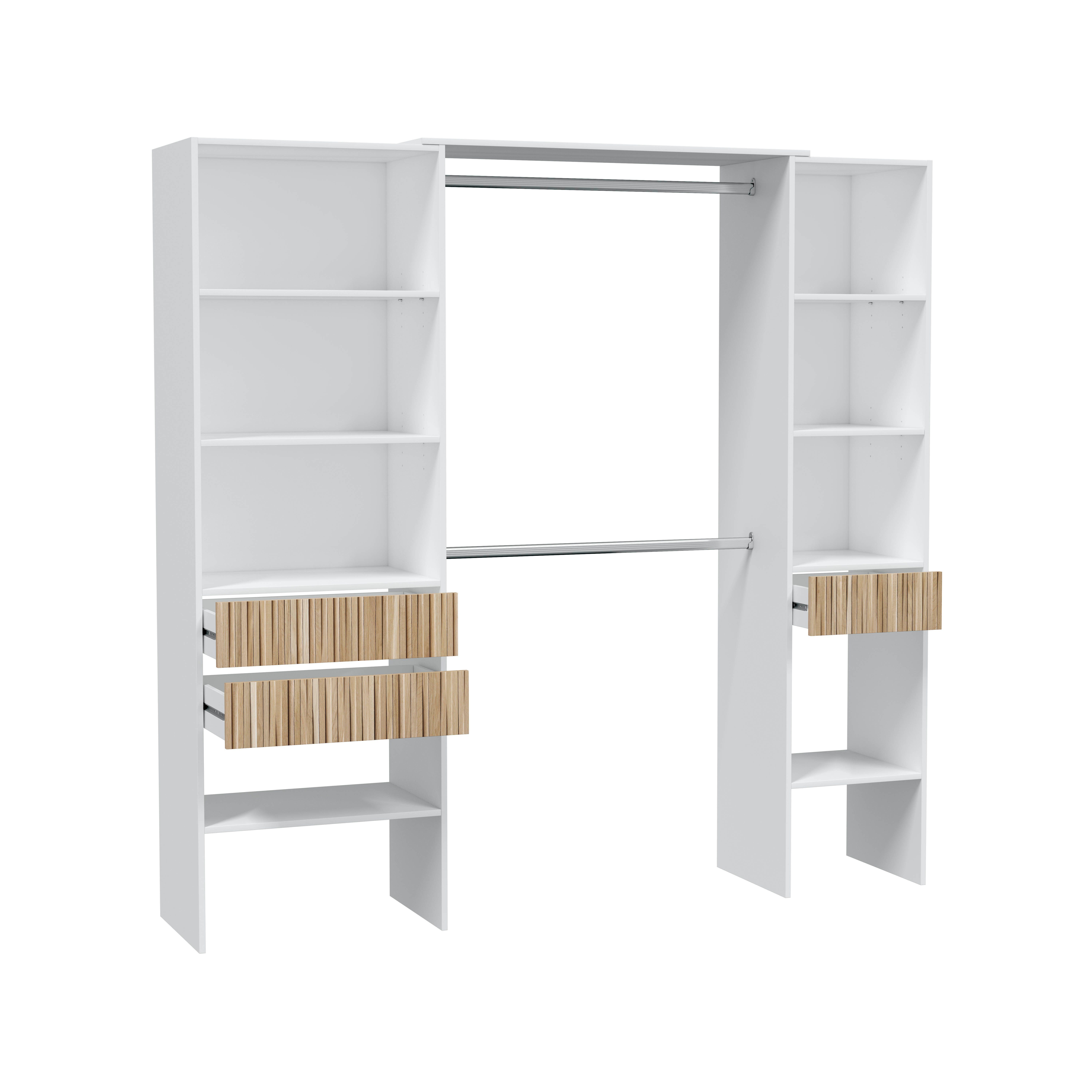 habeig Kleiderschrank begehbar Schlafzimmerschrank offen Schublade weiß Schrank Breite 190 cm