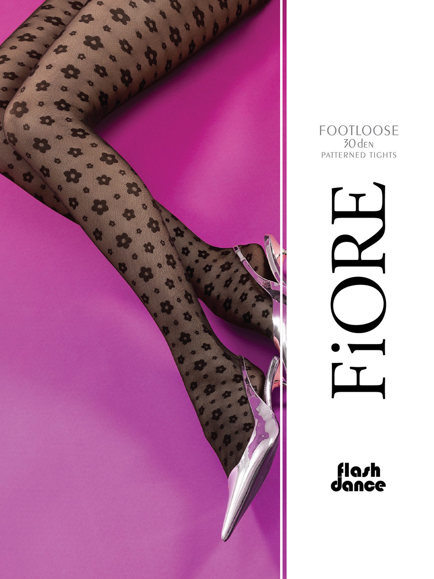 Fiore Feinstrumpfhose Flashdance (Packung 1 St. 1 Paar) Feinstrumpfhose 30DEN mit Blumen-Muster