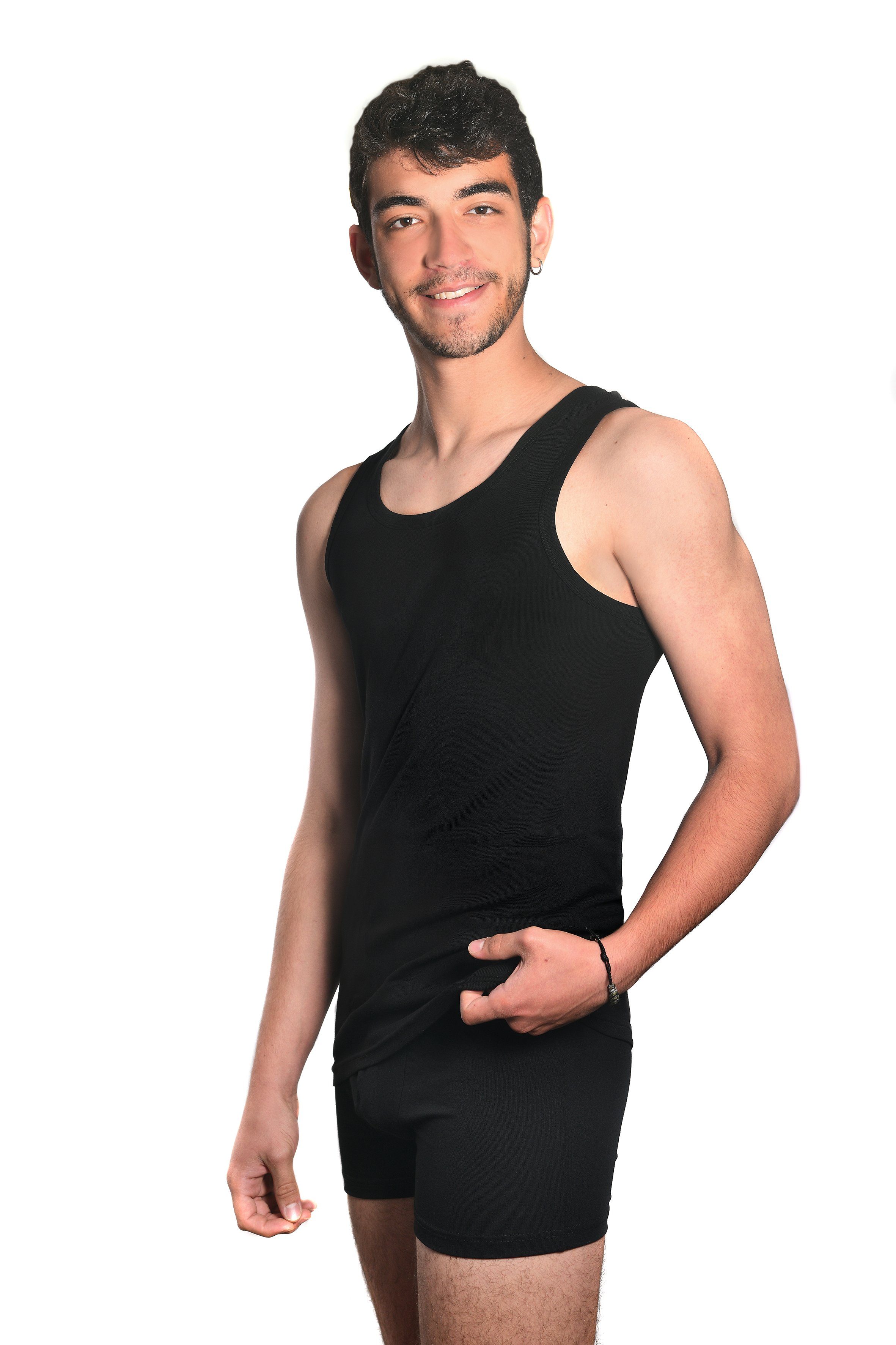 Toker Collection® Achselhemd Herren Unterhemd, Tank-Shirt, Achselhemd - (im 4'er Pack) in Schwarz (Sparpack, 4er- Pack) aus reiner Baumwolle