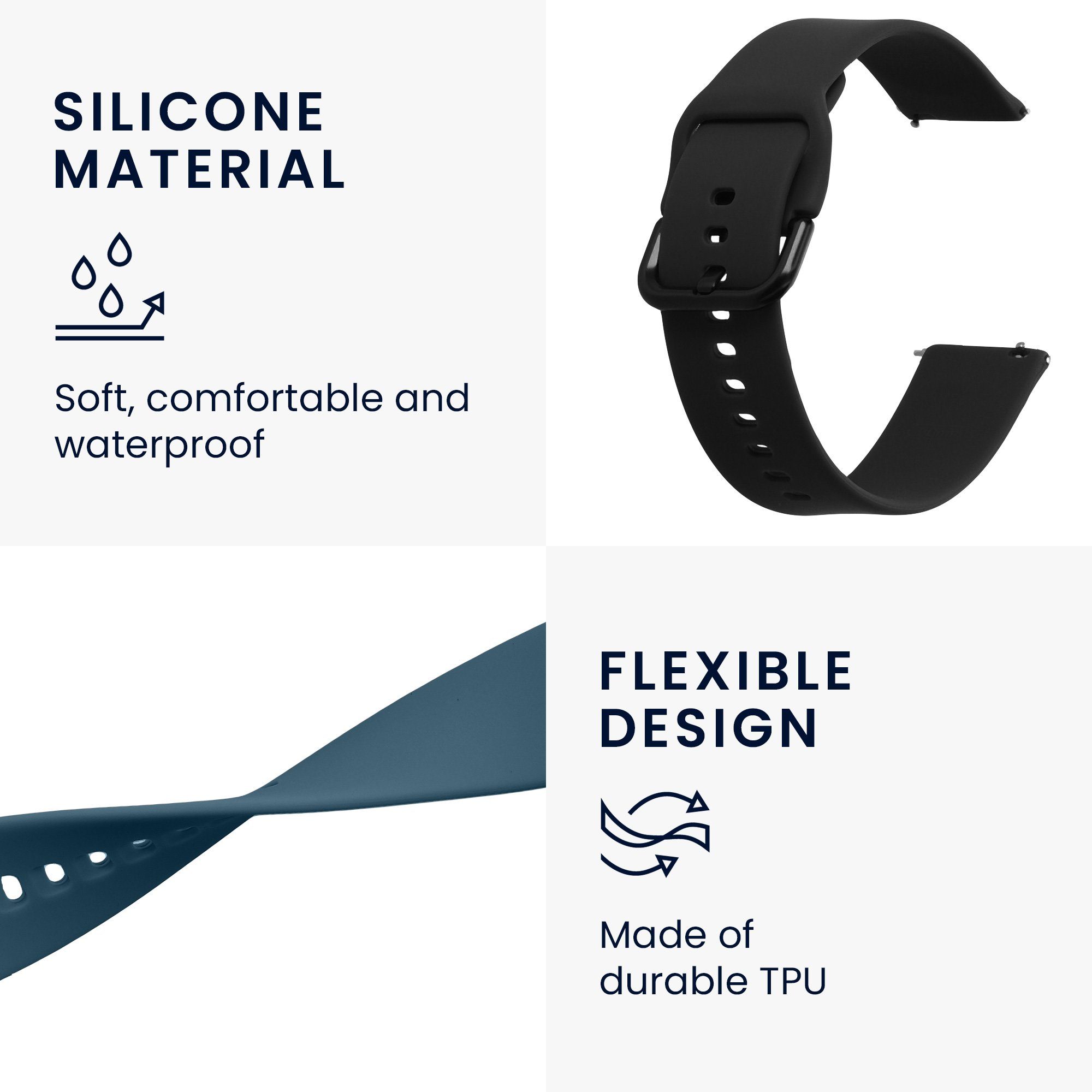 kwmobile 2x Uhrenarmband für Huami Amazfit GTR Mini / GTS 4 Mini / GTS 3 / Smartwatch, 2-tlg., Fitnesstracker Band Set aus TPU Silikon - Ersatzarmband Smartwatch