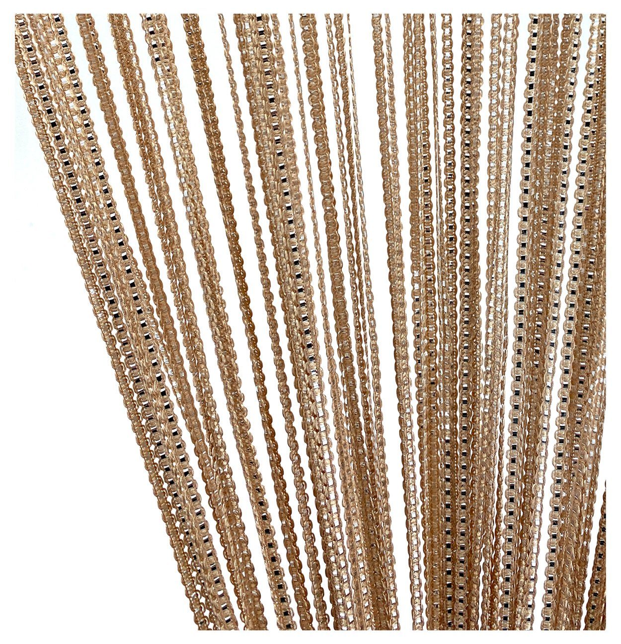 heimtexland Fadenvorhang Fadenstores Gold Glitzer Fadengardine Fensterdeko (1 St), Stangendurchzug, halbtransparent, gewirkte Fäden, Lurex Türvorhang I Kürzbar I in Form schneidbar I Party Deko