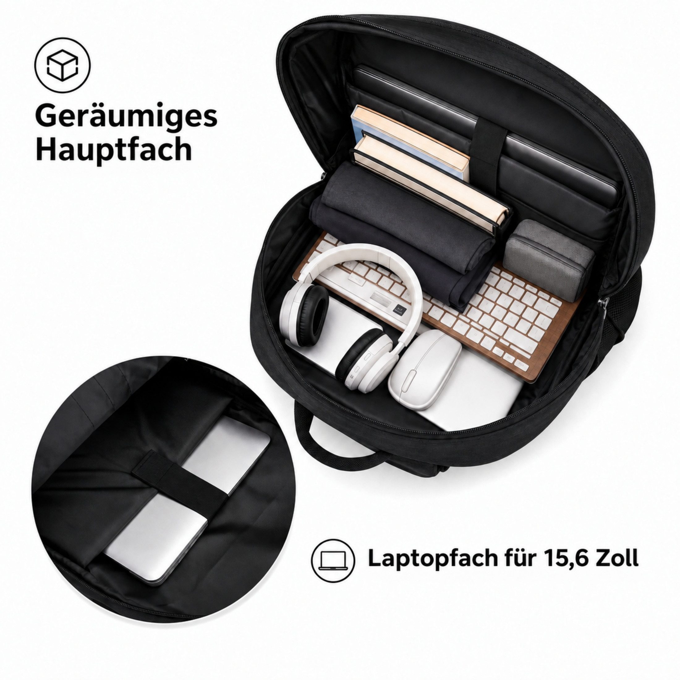 Blossom Laptoprucksack Laptop Rucksack Rucksäcke Schulrucksack Wasserbeständig Laptoptasche (Businessrucksack mit Laptopfach, isoliertem Fach, USB-Anschluss), f – Bild 4 von 5
