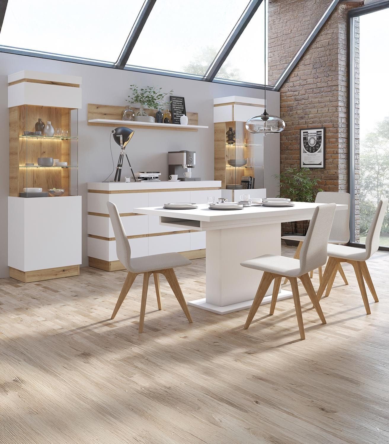 Esstisch CALABRIA, Ausziehbar, Alpinweiß, B 160/200 x H 76 x T 90 cm günstig online kaufen