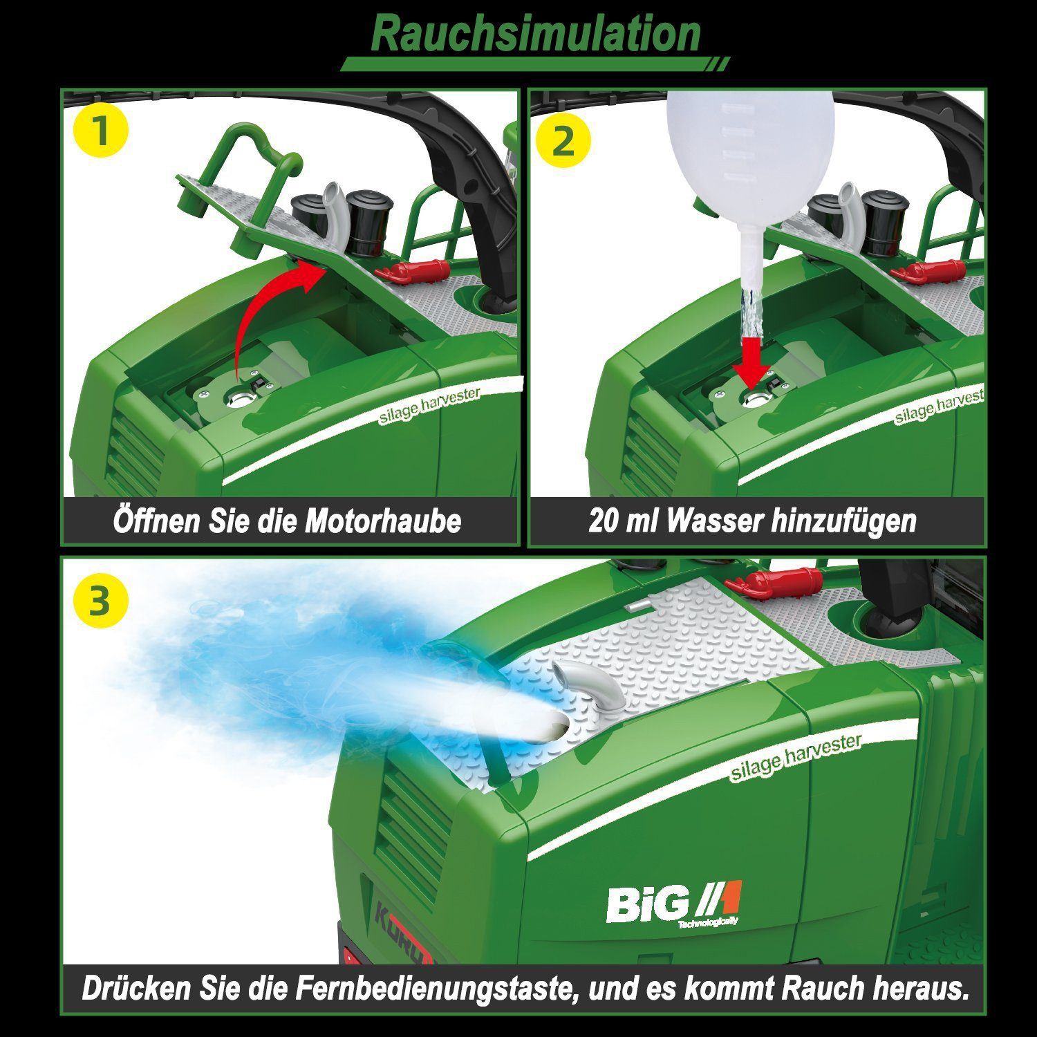 Esun RC-Traktor Mähdrescher ferngesteuert, Mähdrescher Spielzeug ab 3 4 5 6 Jahre, (SET, Komplettset), Bauernhof Spielzeug mit Sprühen, Licht und Ton