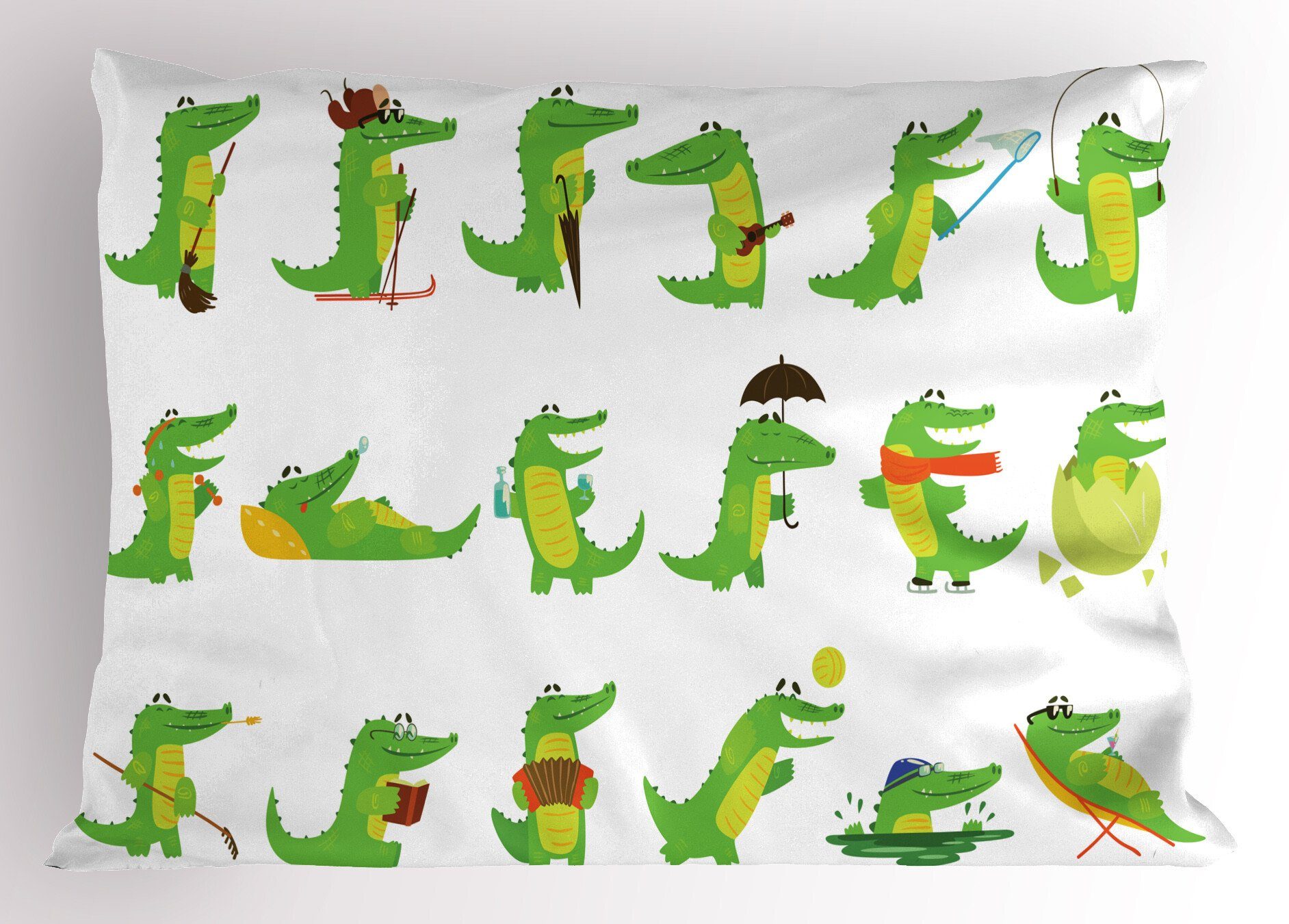 Kissenbezüge Dekorativer Standard Gruppe Krokodil Funny von Gedruckter Abakuhaus Animals Kissenbezug, Stück), Size (1 King