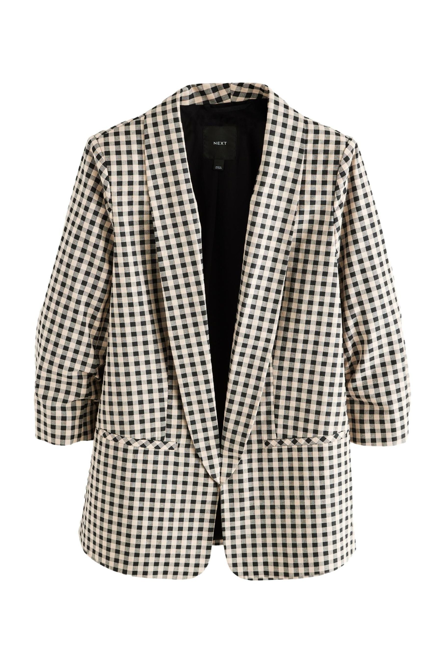 Next Jackenblazer Relaxed Fit Blazer mit Raffärmeln und Vichykaros (1-tlg) günstig online kaufen