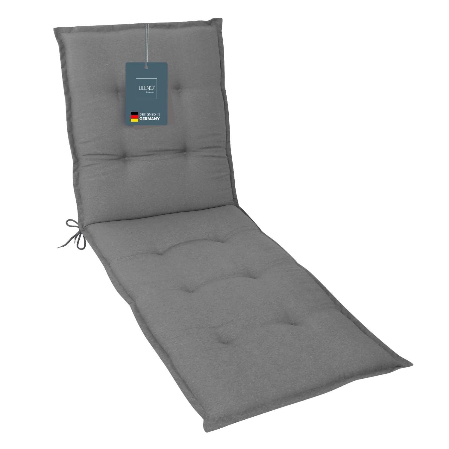 LILENO HOME Liegenauflage perfekt für Strandliege, Sonnenliege Auflage, Gartenliege Auflage, (1er Set), Polster Auflage für Rollliegen Uni Mittelgrau, Sitzpolster waschbar