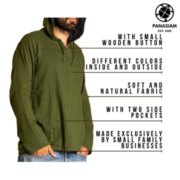 PANASIAM Kapuzenhemd Herren Hoodie mit Kapuze zweifarbig Fischerhemd aus 100% Baumwolle Kapuzenshirt mit Taschen bis Gr. XXL Fisherman Shirt Langarmhemd