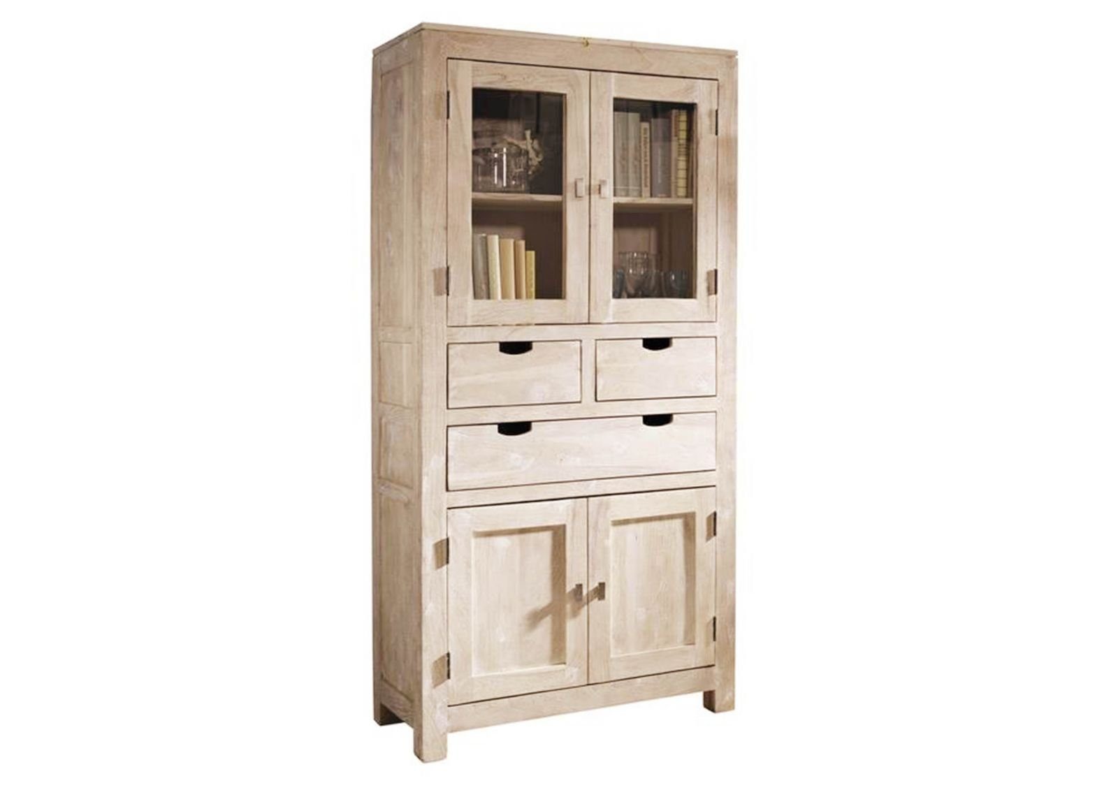 Massivmoebel24 Dreh-/Schwebetürenschrank (Schrank Akazie 90x40x180 white stone getüncht  NATURE WHITE #61) Schrank Akazie 90x40x180 white stone getüncht  NATURE WHITE #61