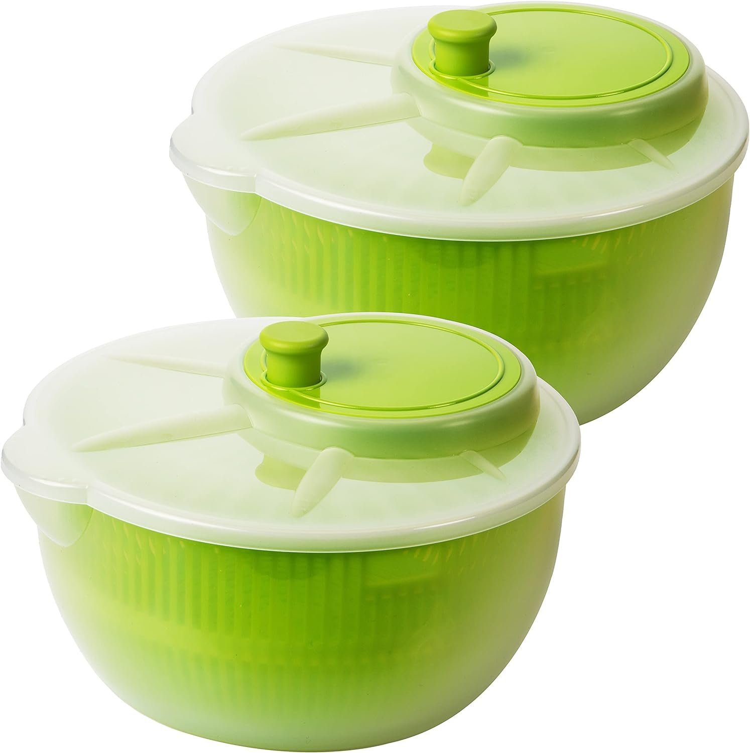 Centi Измельчители салатов 2er Set Измельчители салатов mit Крышки und Ausguss, (25 cm, Höhe 13 cm, V = 4 Liter), Salat Trockner mit Kurbel