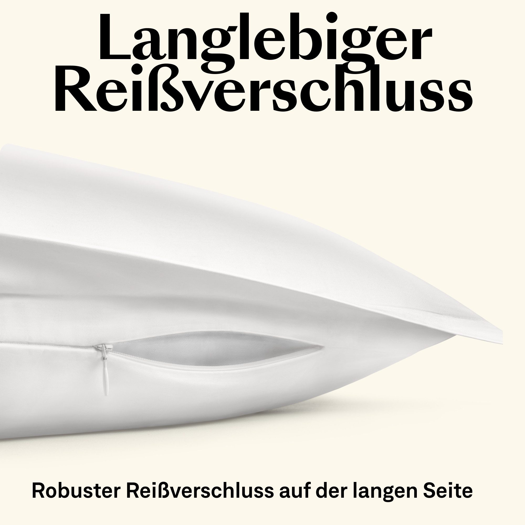 Amqua Bettwäsche Luxus Mako Satin, 100% ägyptische Baumwolle Premium Bettwäsche-Set, Oeko-Tex zertifiziert, weich & atmungsaktiv, mit Reißverschluss – Bild 5 von 5