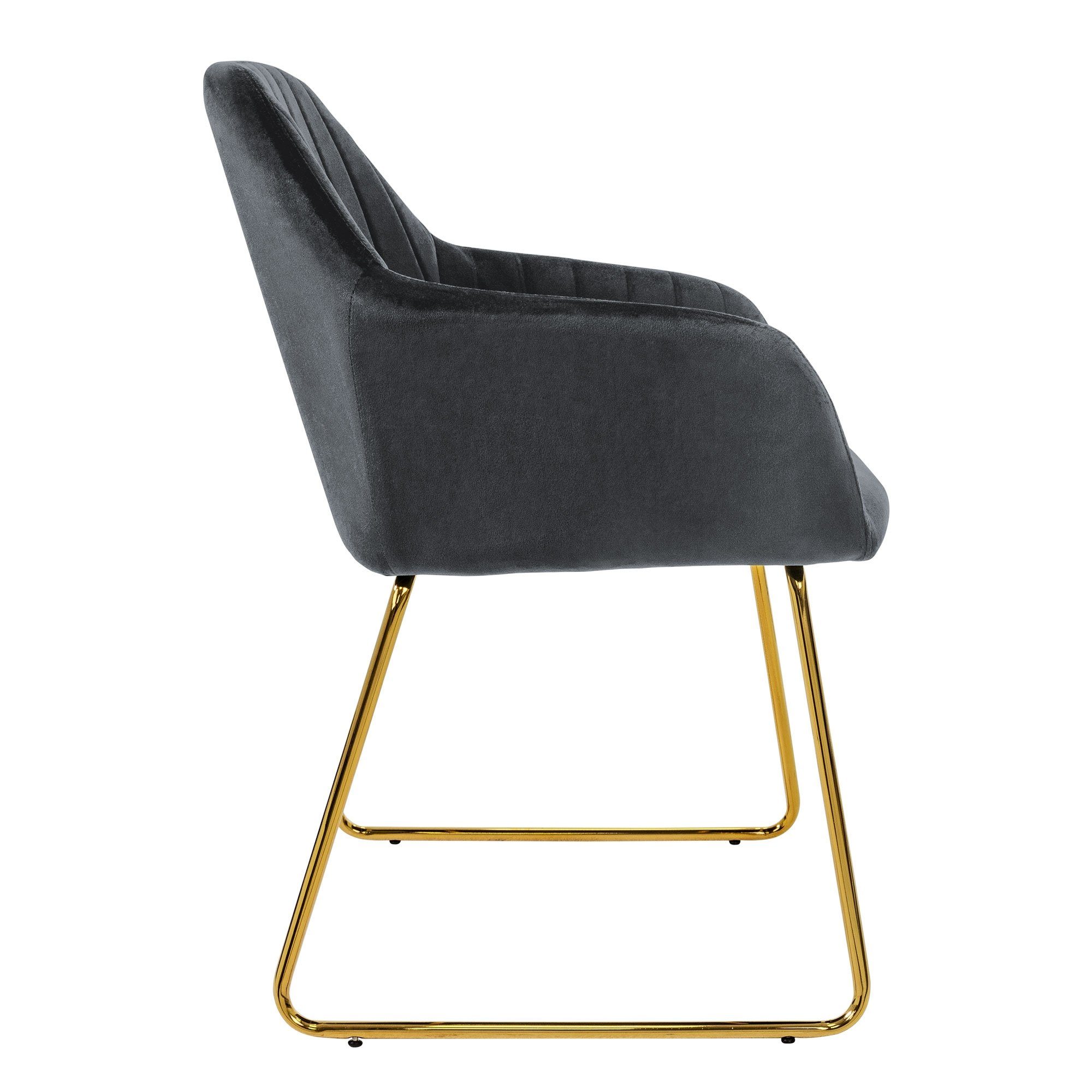 ML-DESIGN Stuhl Küchenstühle Polsterstühle Wohnzimmerstühle, Set Samtbezug Metallbeine ergonomisch Grau 4er